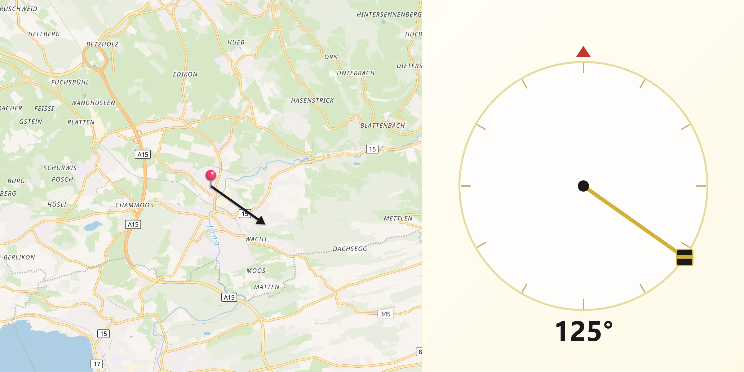 Qibla-Richtung von Tann / Tann (Dorfkern)