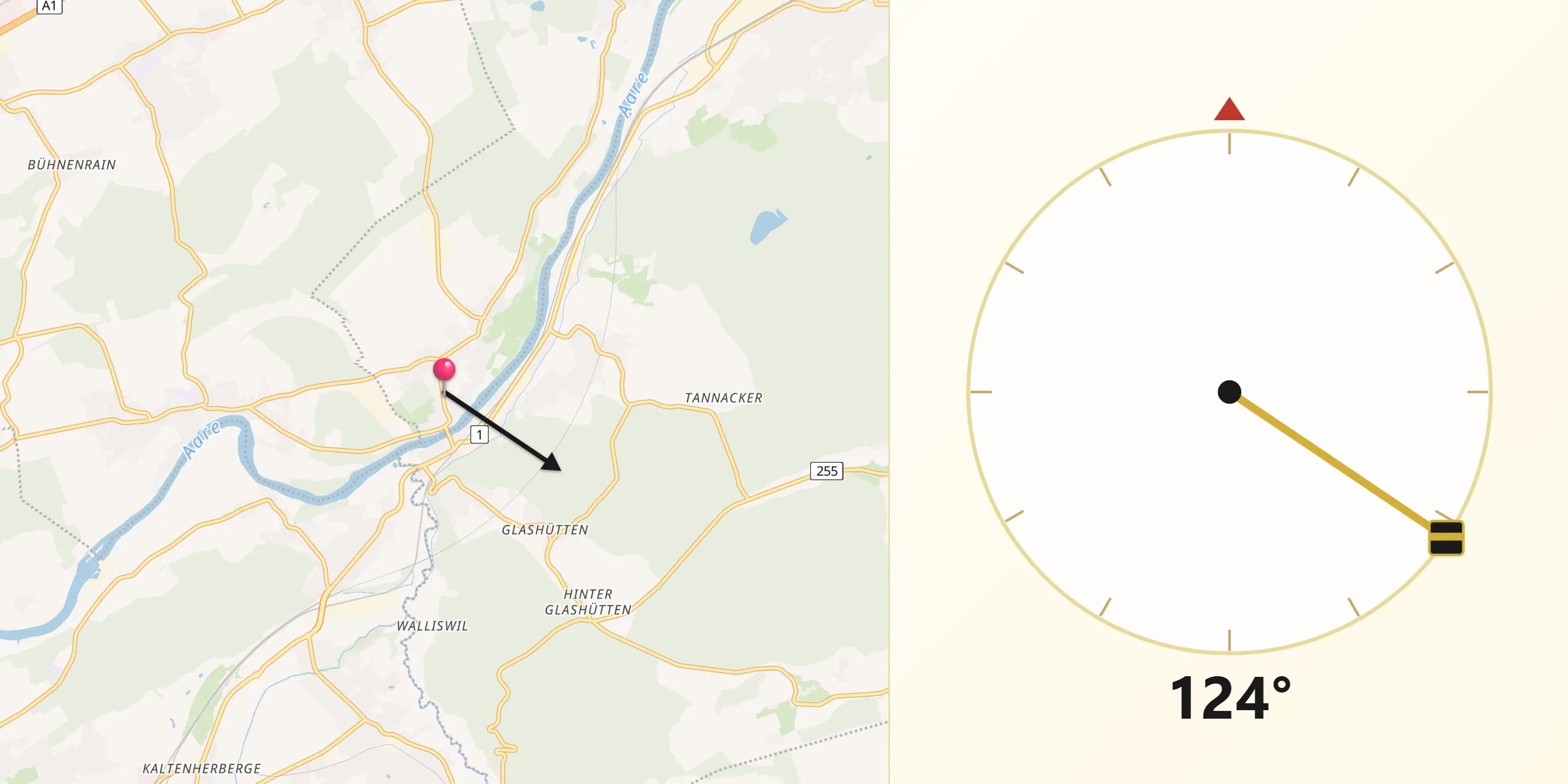 Direction vers la Qibla depuis Fulenbach