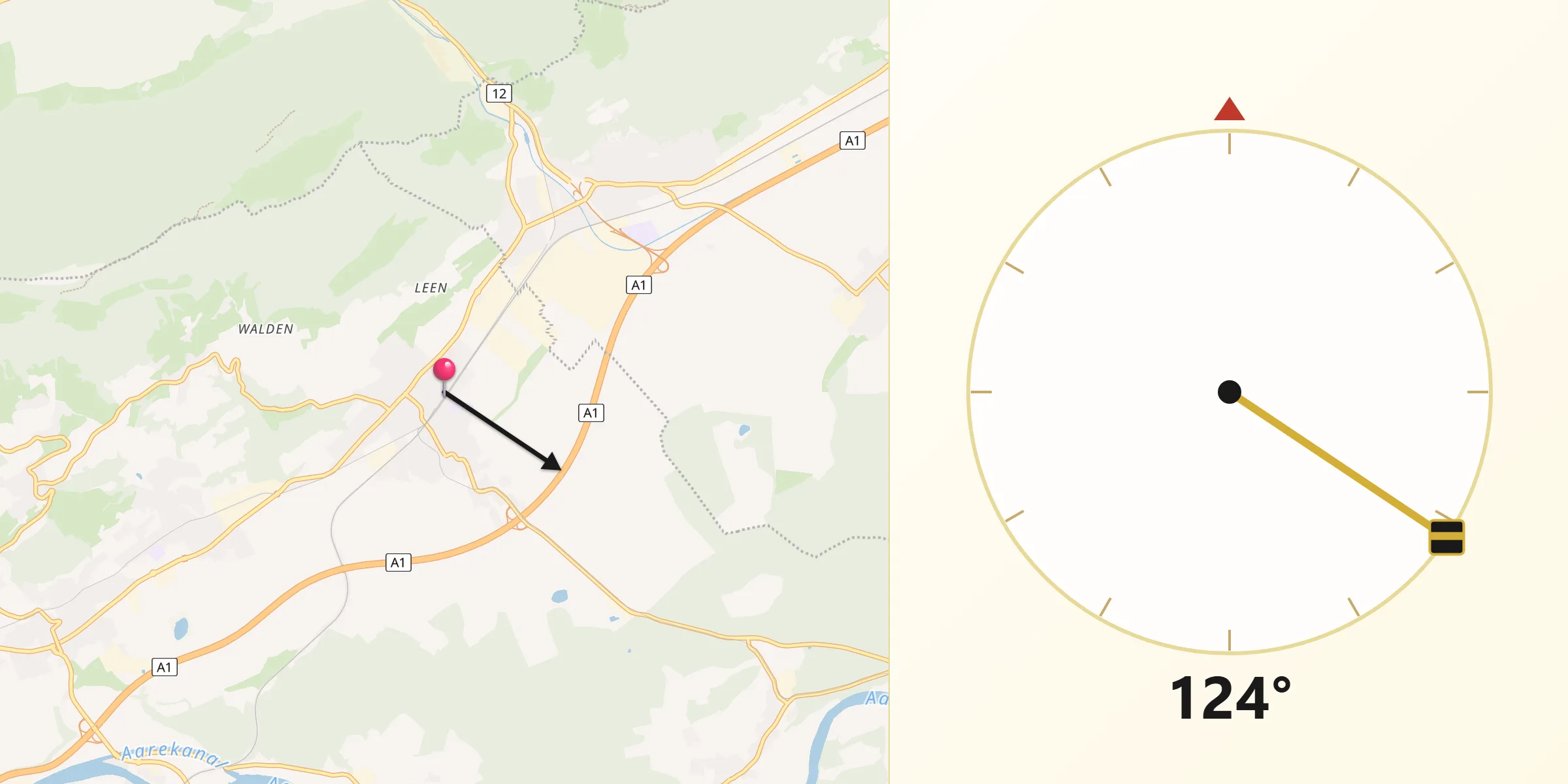 Direzione della Qibla da Niederbipp