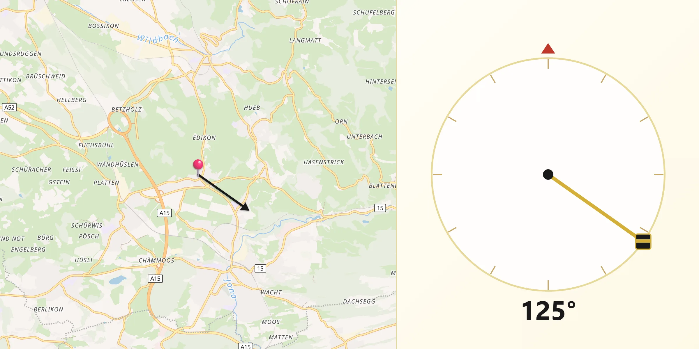 Direzione della Qibla da Dürnten