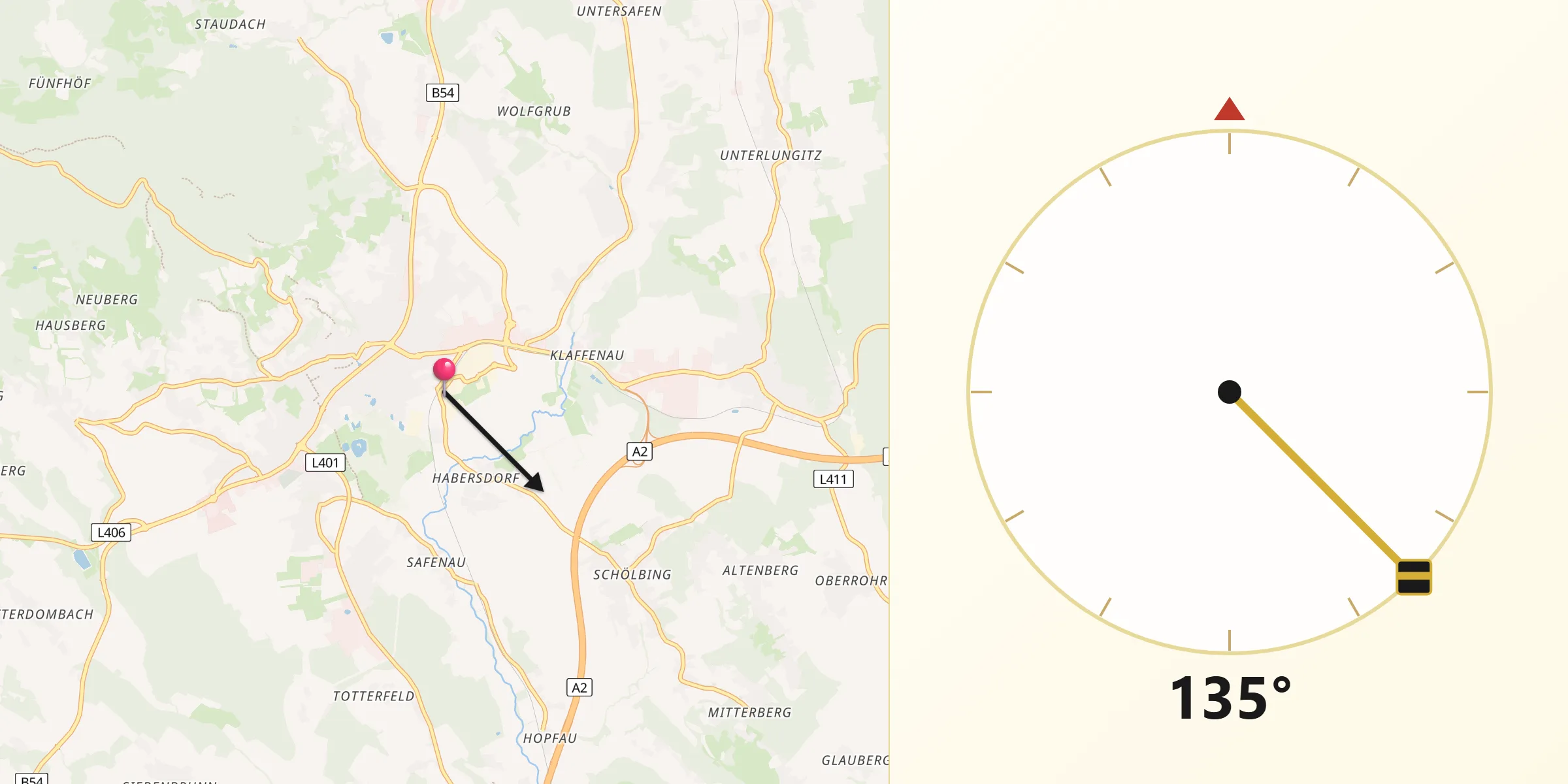 Qibla-Richtung von Politischer Bezirk Hartberg-Fürstenfeld