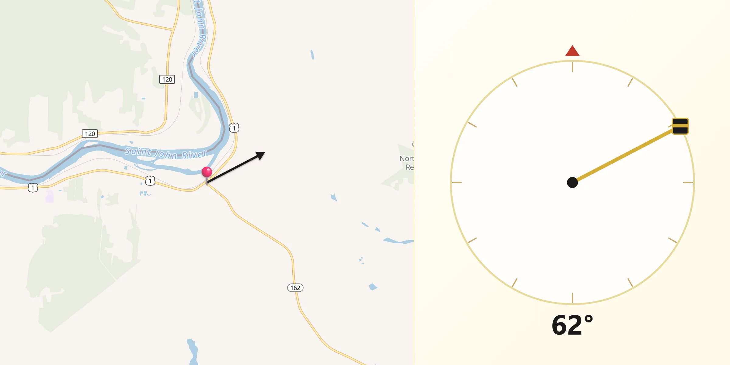 Qibla Direction from Frenchville