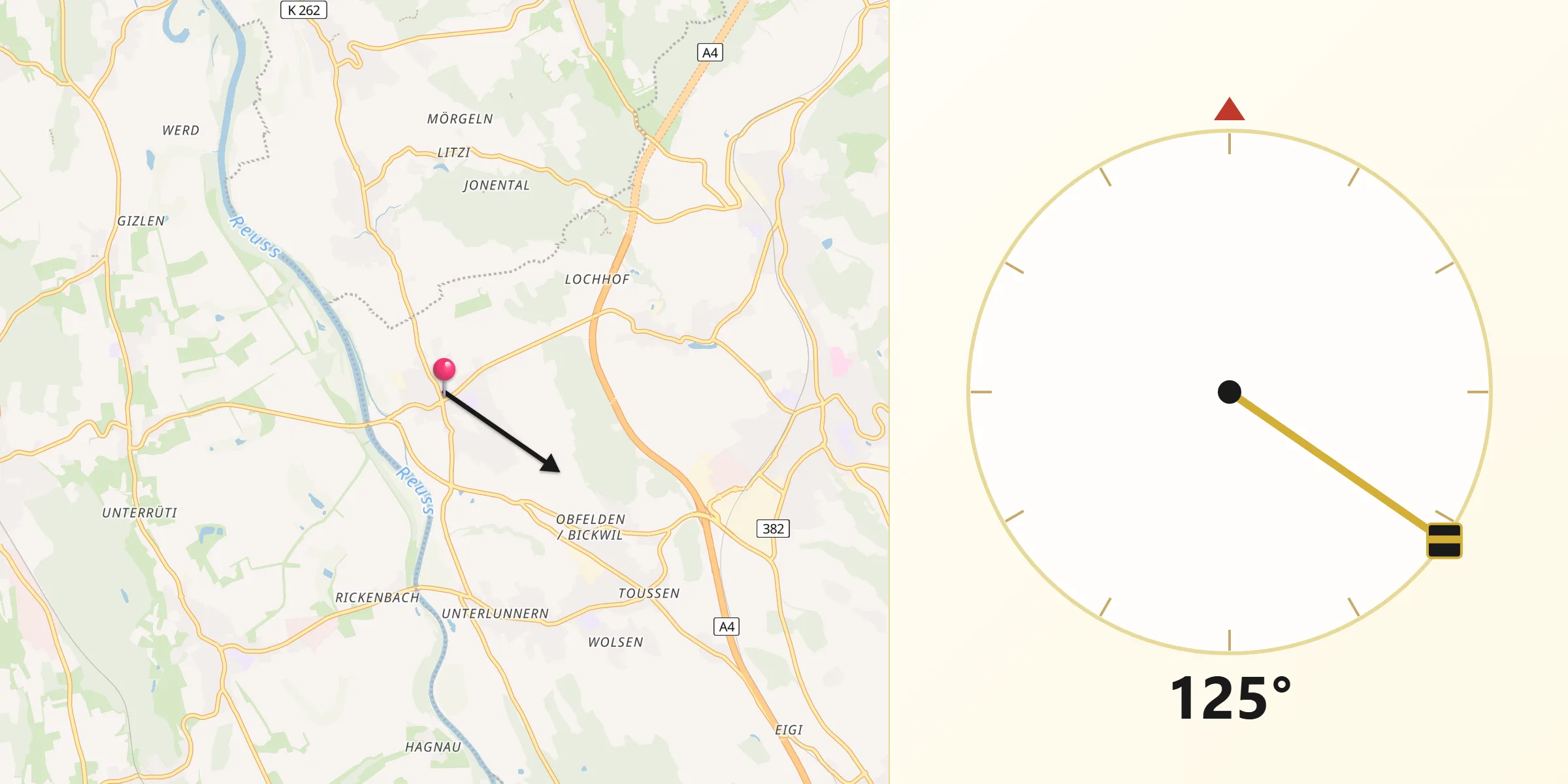 Direzione della Qibla da Ottenbach