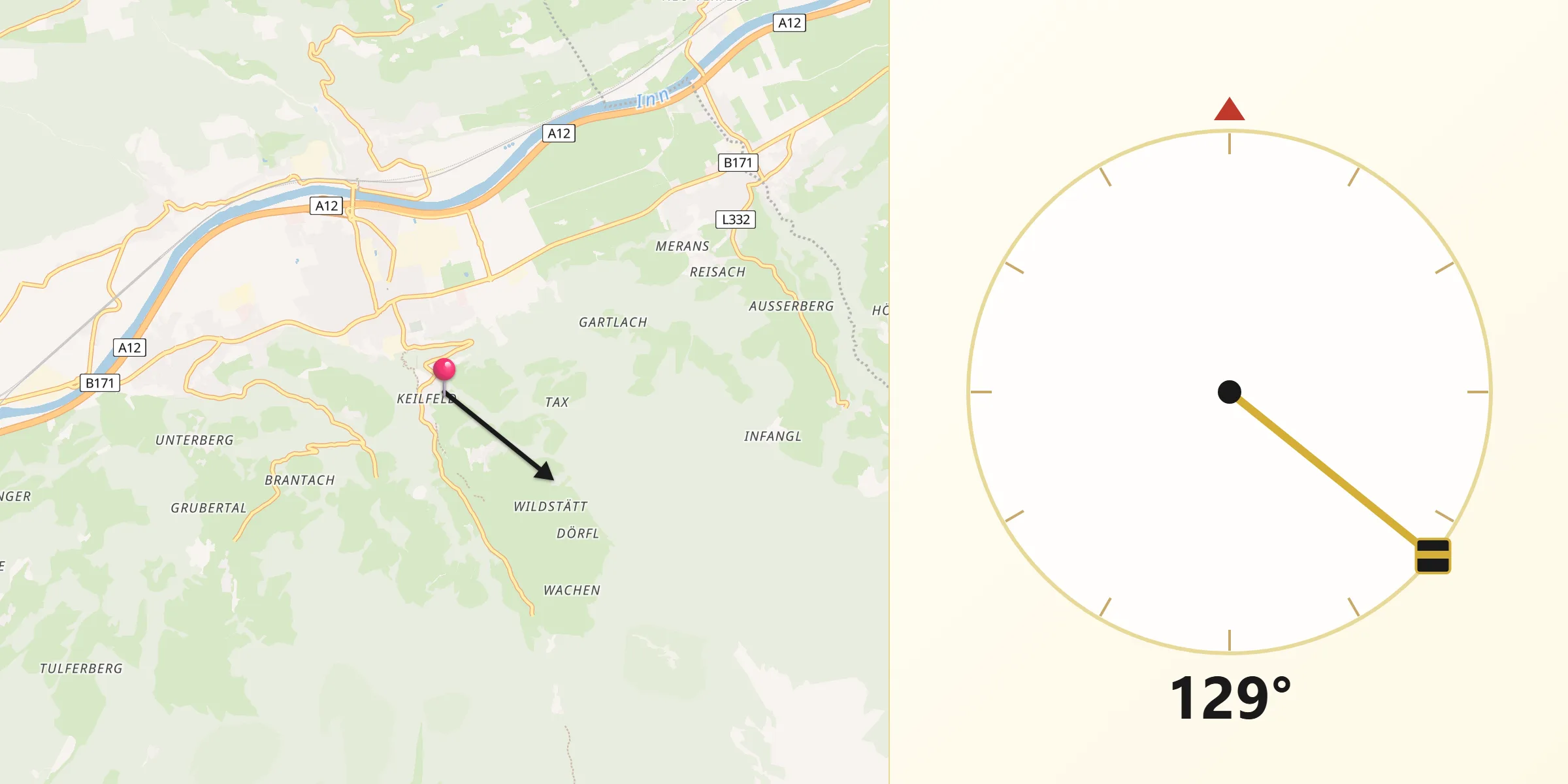 Qibla-Richtung von Wattenberg