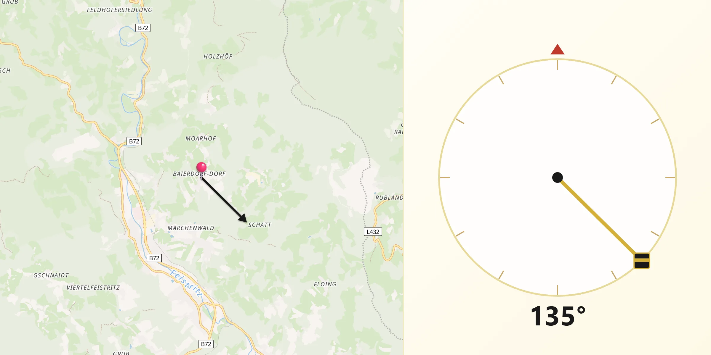 Qibla-Richtung von Baierdorf-Umgebung