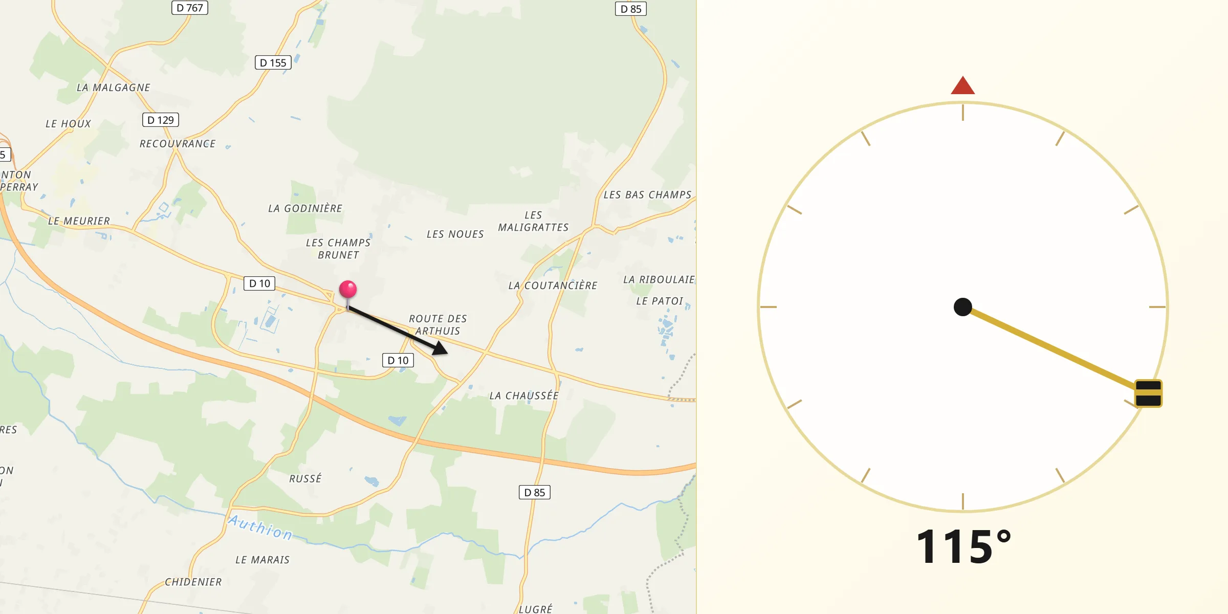 Direction vers la Qibla depuis Allonnes