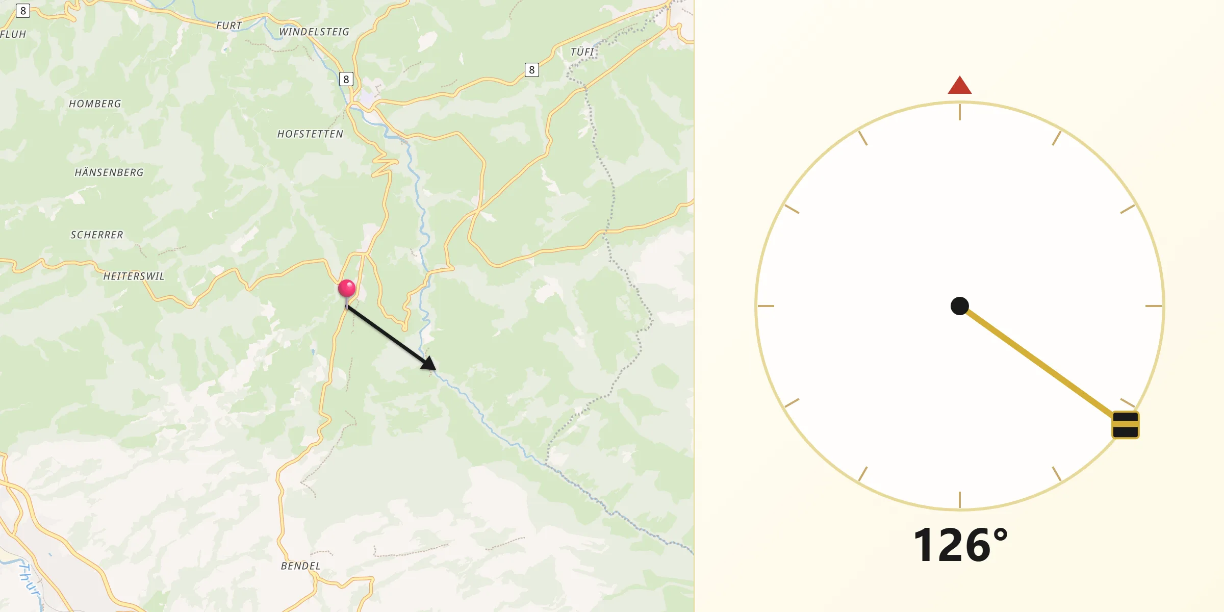 Qibla-Richtung von Wahlkreis Toggenburg