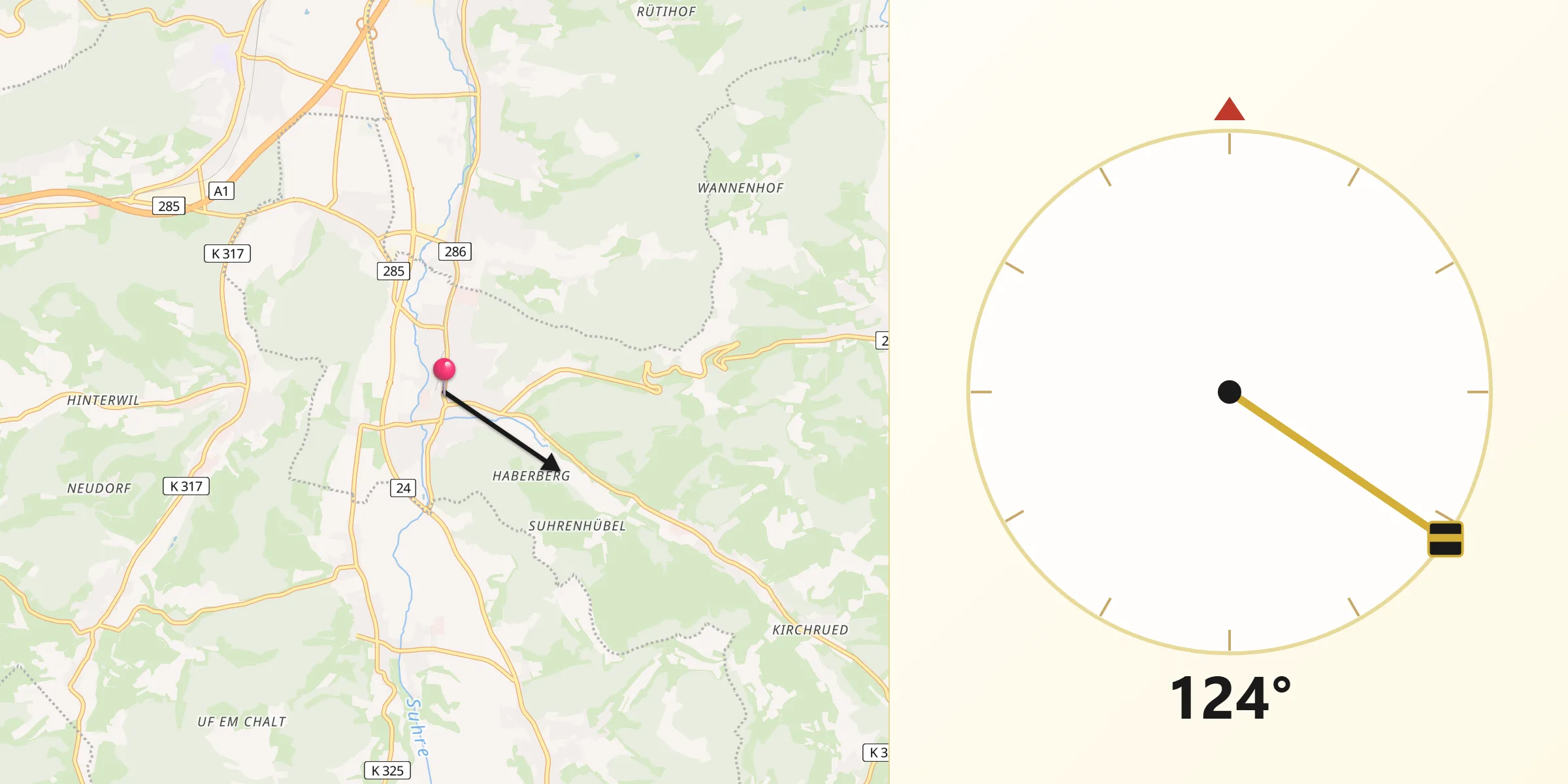 Direzione della Qibla da Schöftland