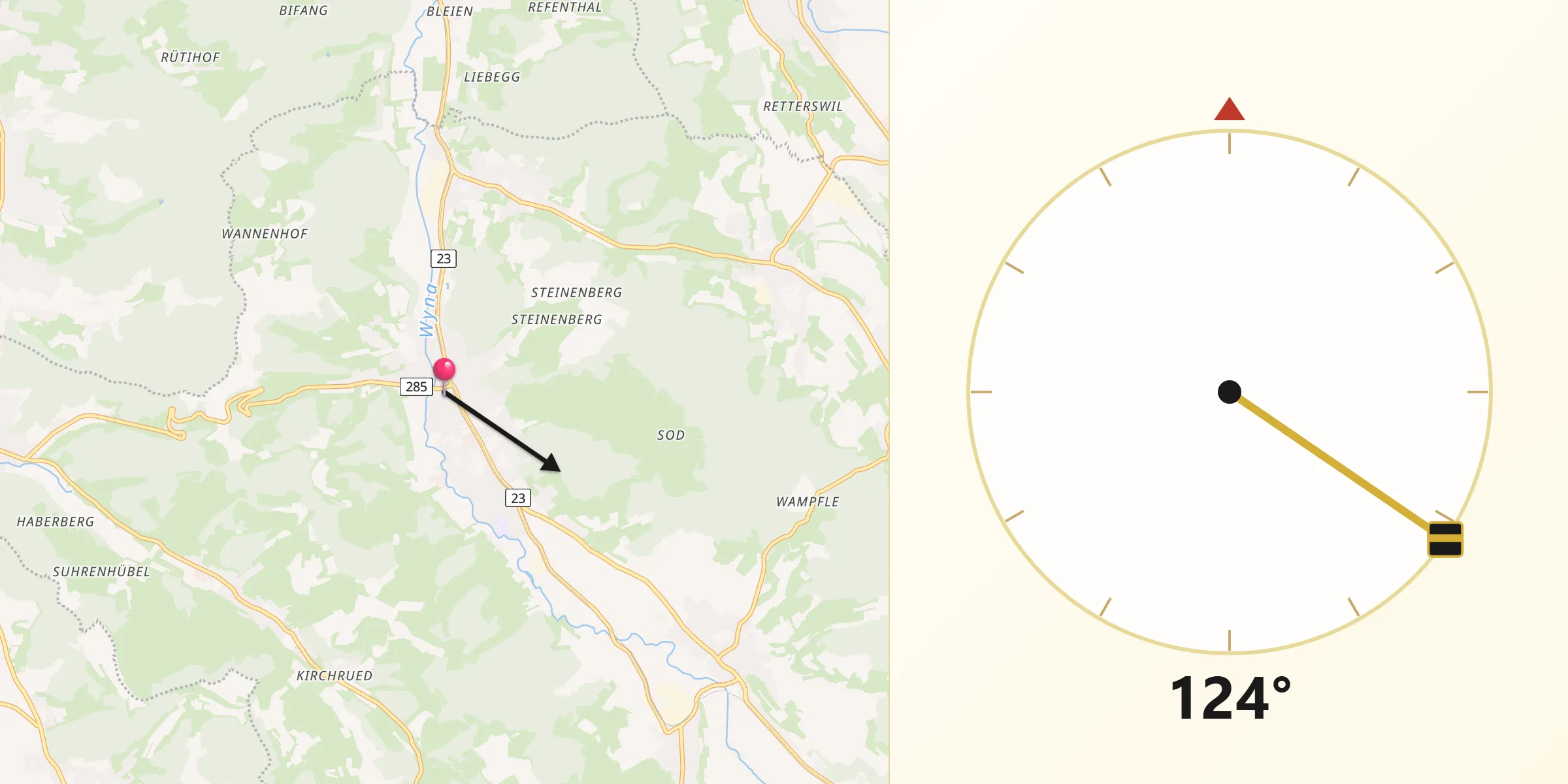 Direzione della Qibla da Unterkulm