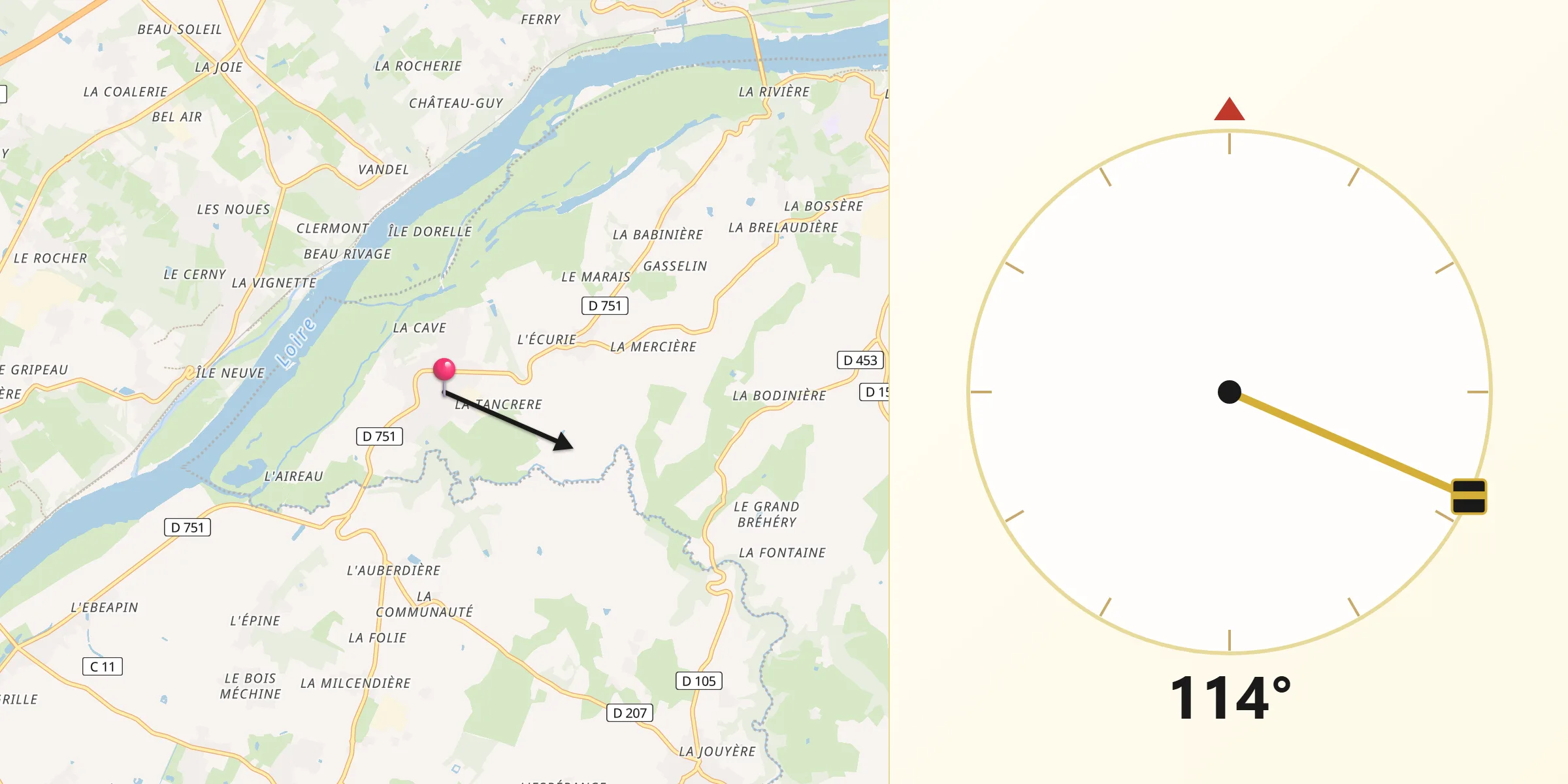 Direction vers la Qibla depuis La Varenne