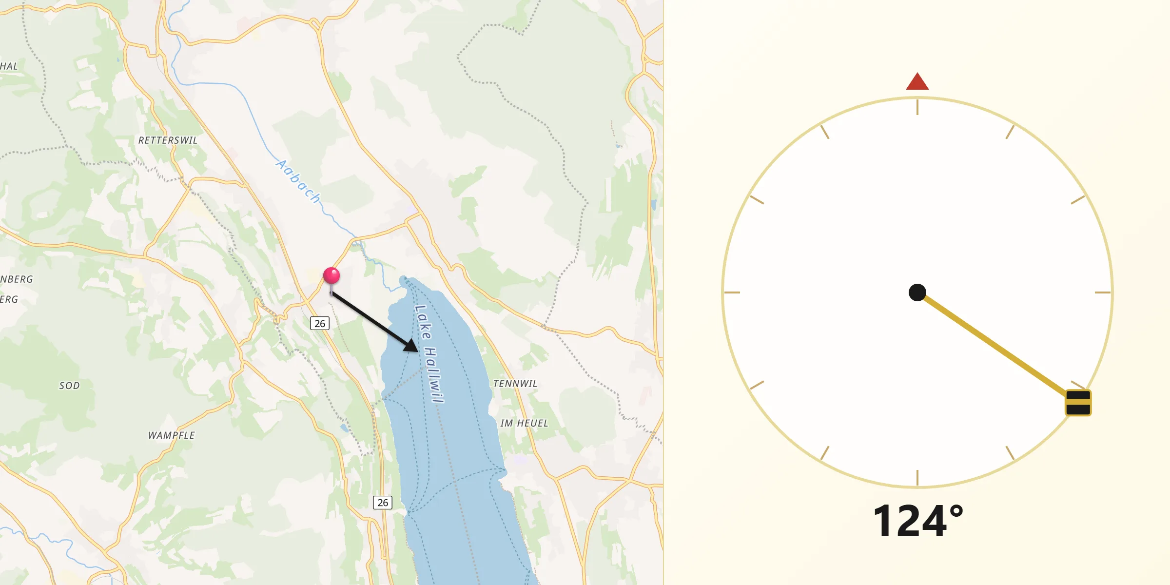 Direzione della Qibla da Boniswil