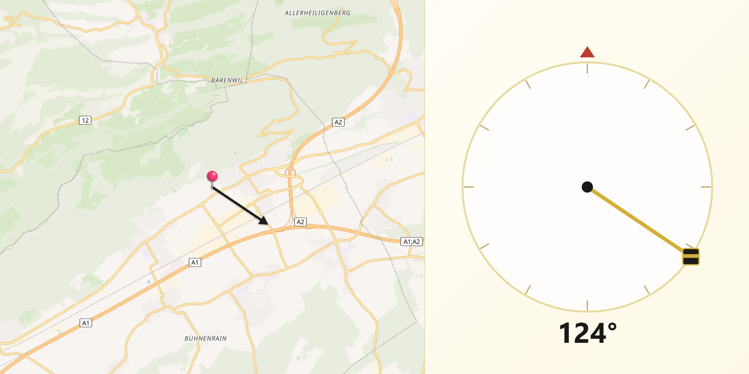 Direzione della Qibla da Egerkingen