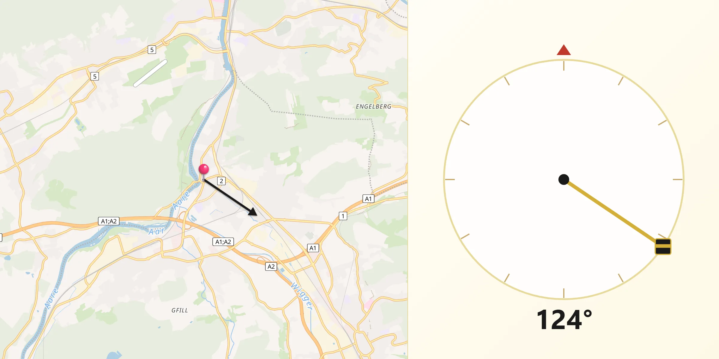 Direzione della Qibla da Aarburg