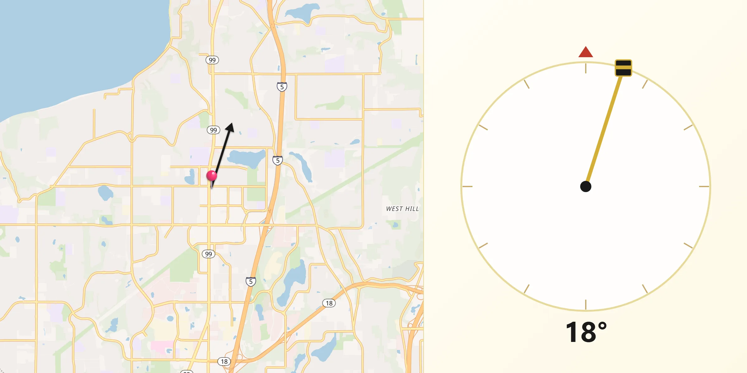 Qibla Direction from Federal Way
