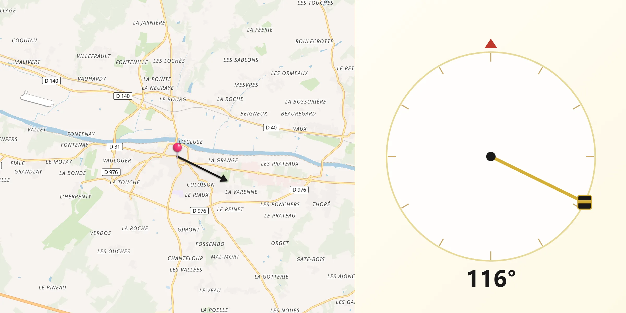 Direction vers la Qibla depuis Bléré