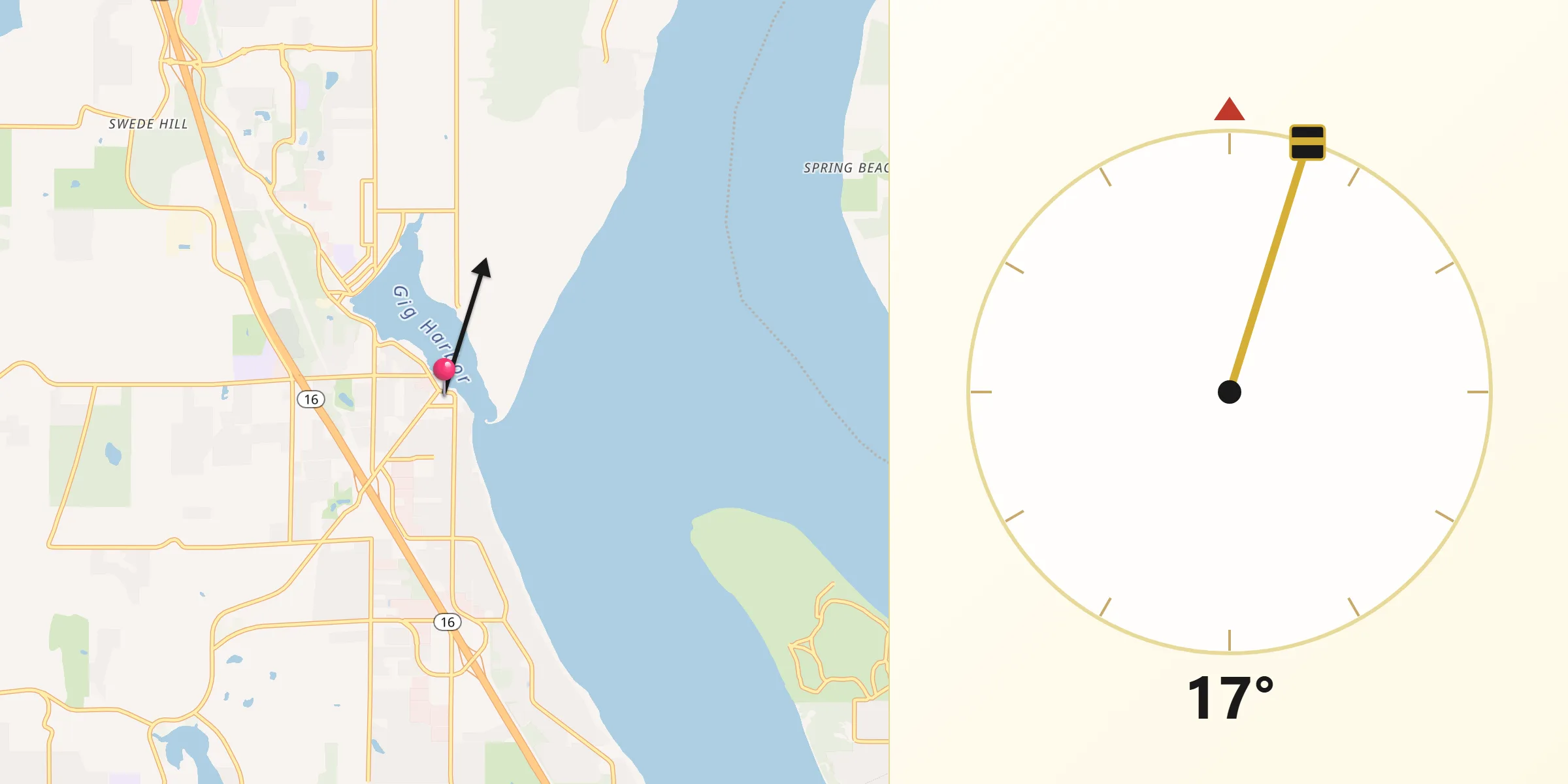 Qibla Direction from Gig Harbor