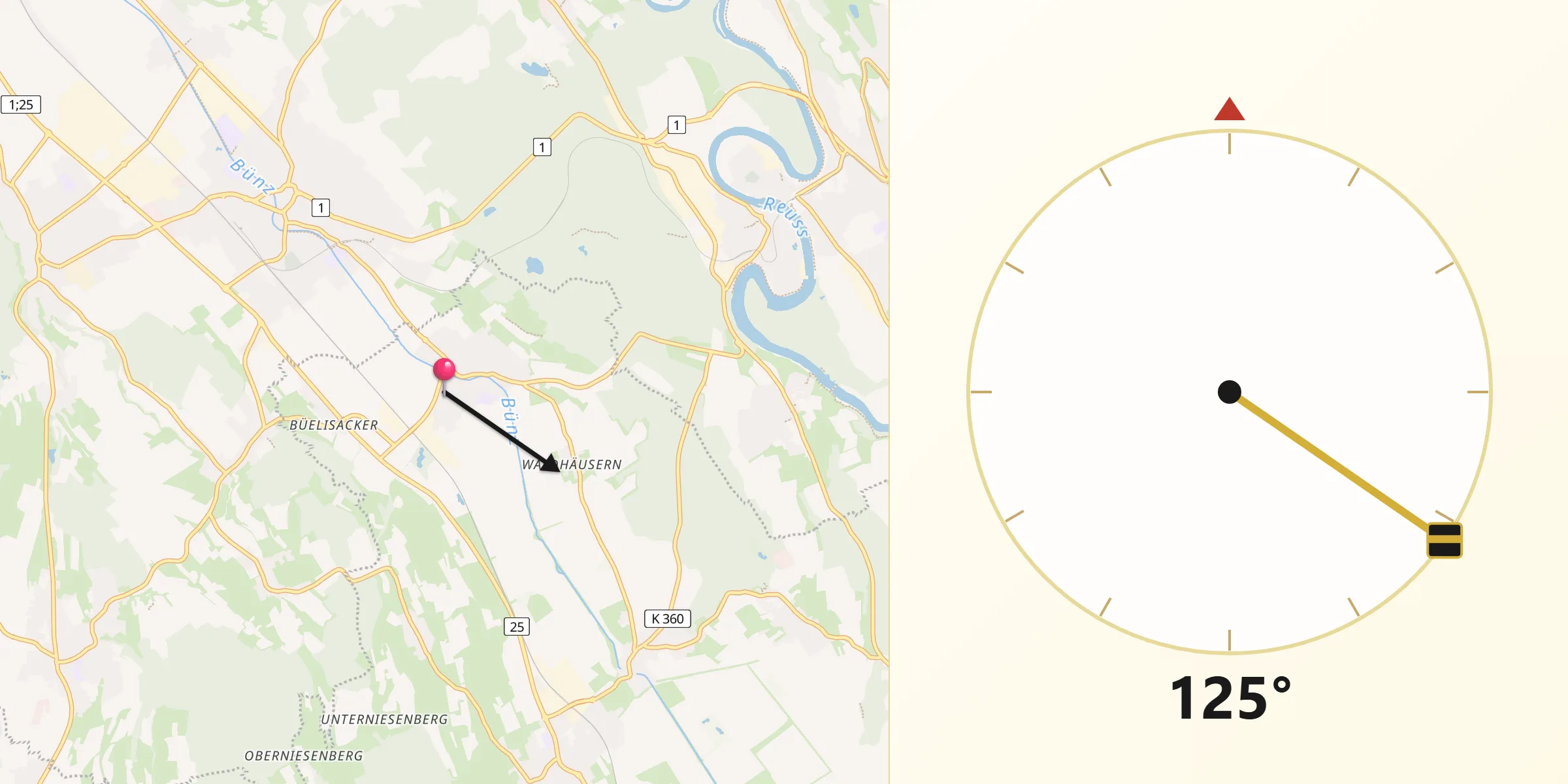 Direzione della Qibla da Waltenschwil