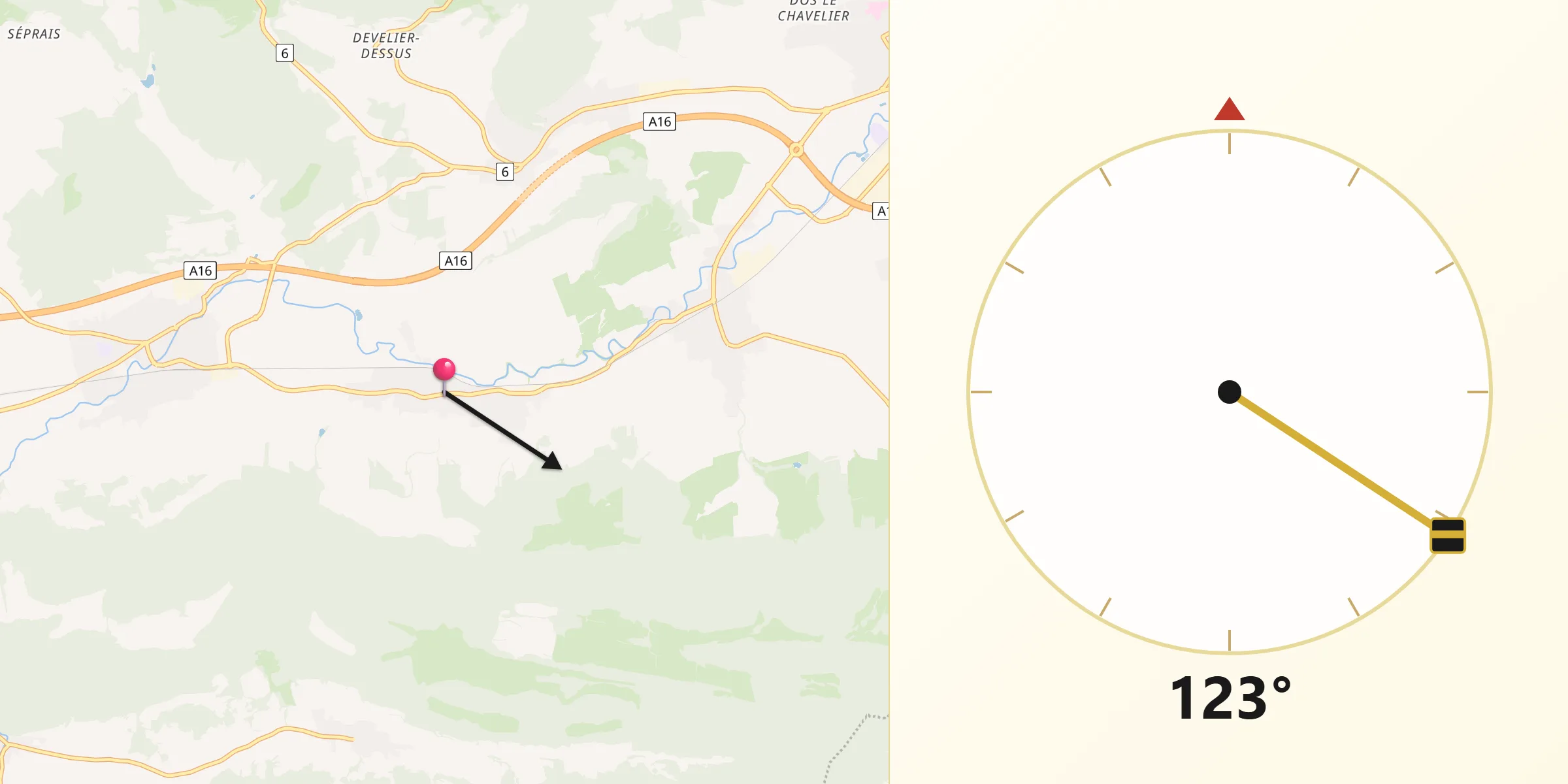 Direction vers la Qibla depuis Courfaivre