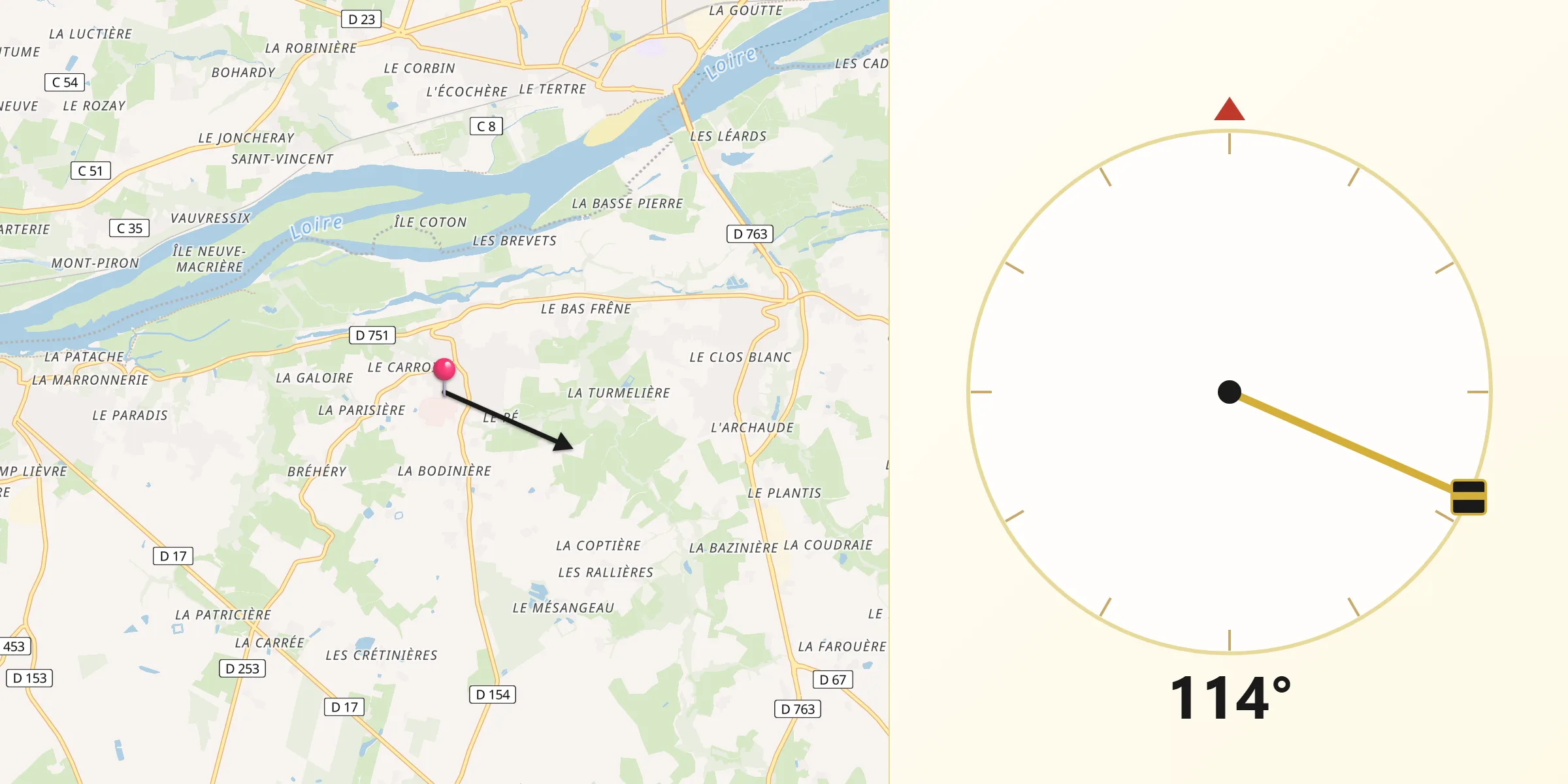 Direction vers la Qibla depuis Drain