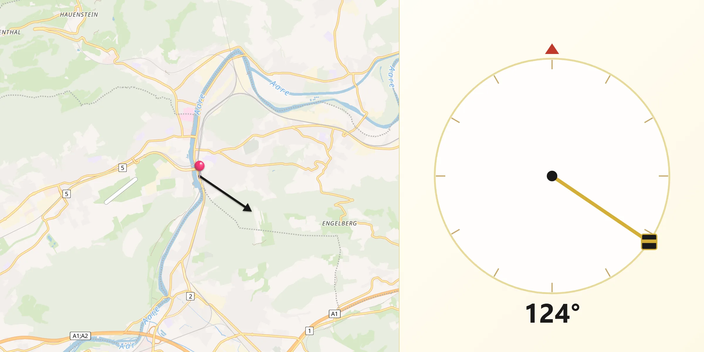 Direzione della Qibla da Bezirk Olten