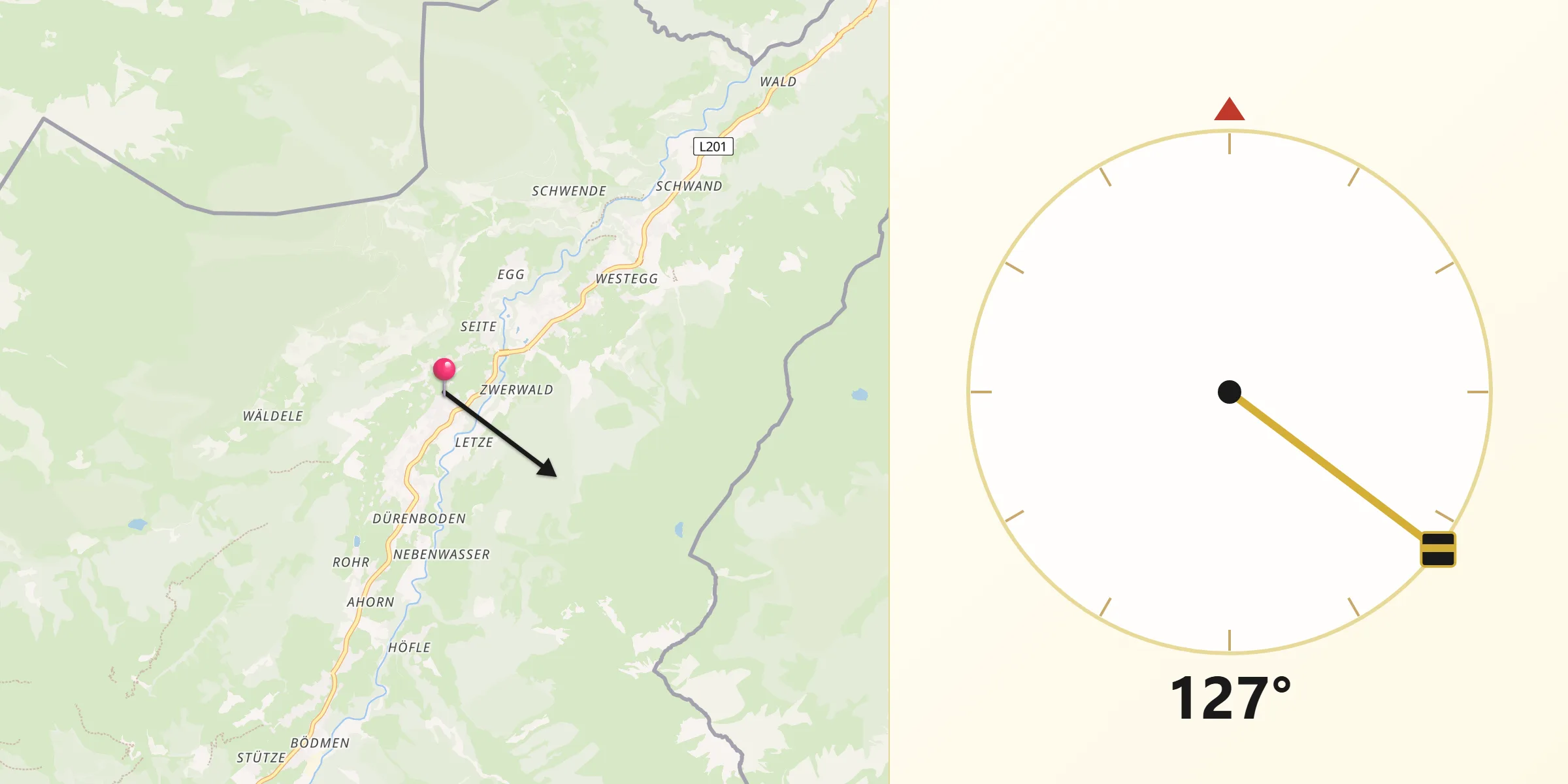 Qibla-Richtung von Mittelberg