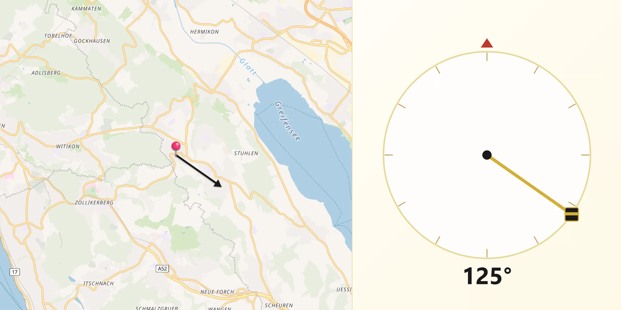 Direction vers la Qibla depuis Binz
