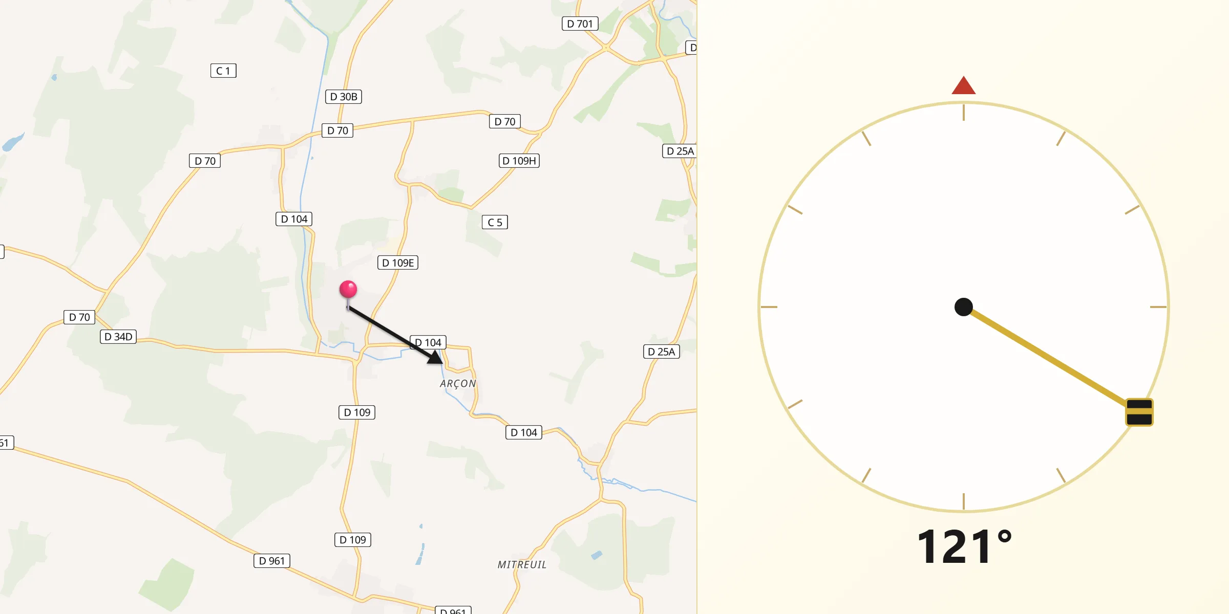 Direction vers la Qibla depuis Belleneuve
