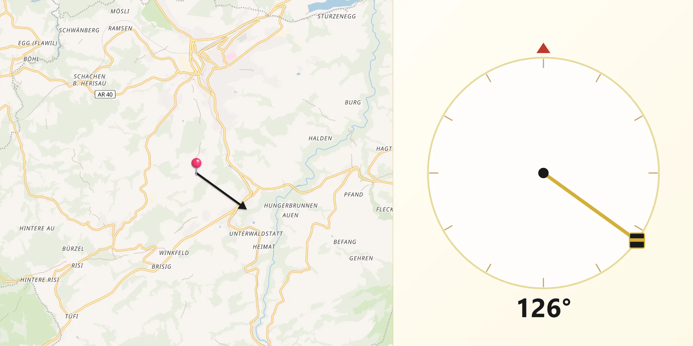 Direzione della Qibla da Bezirk Hinterland