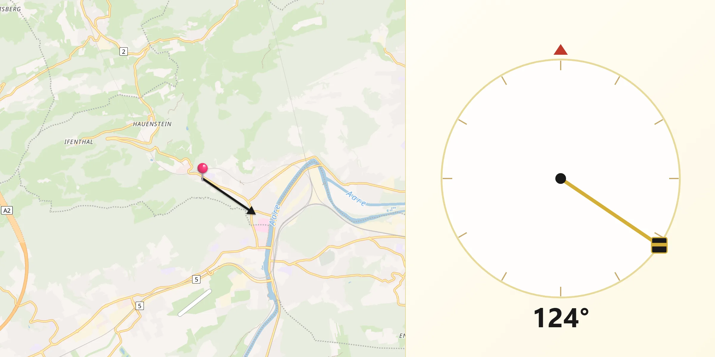 Direction vers la Qibla depuis Trimbach