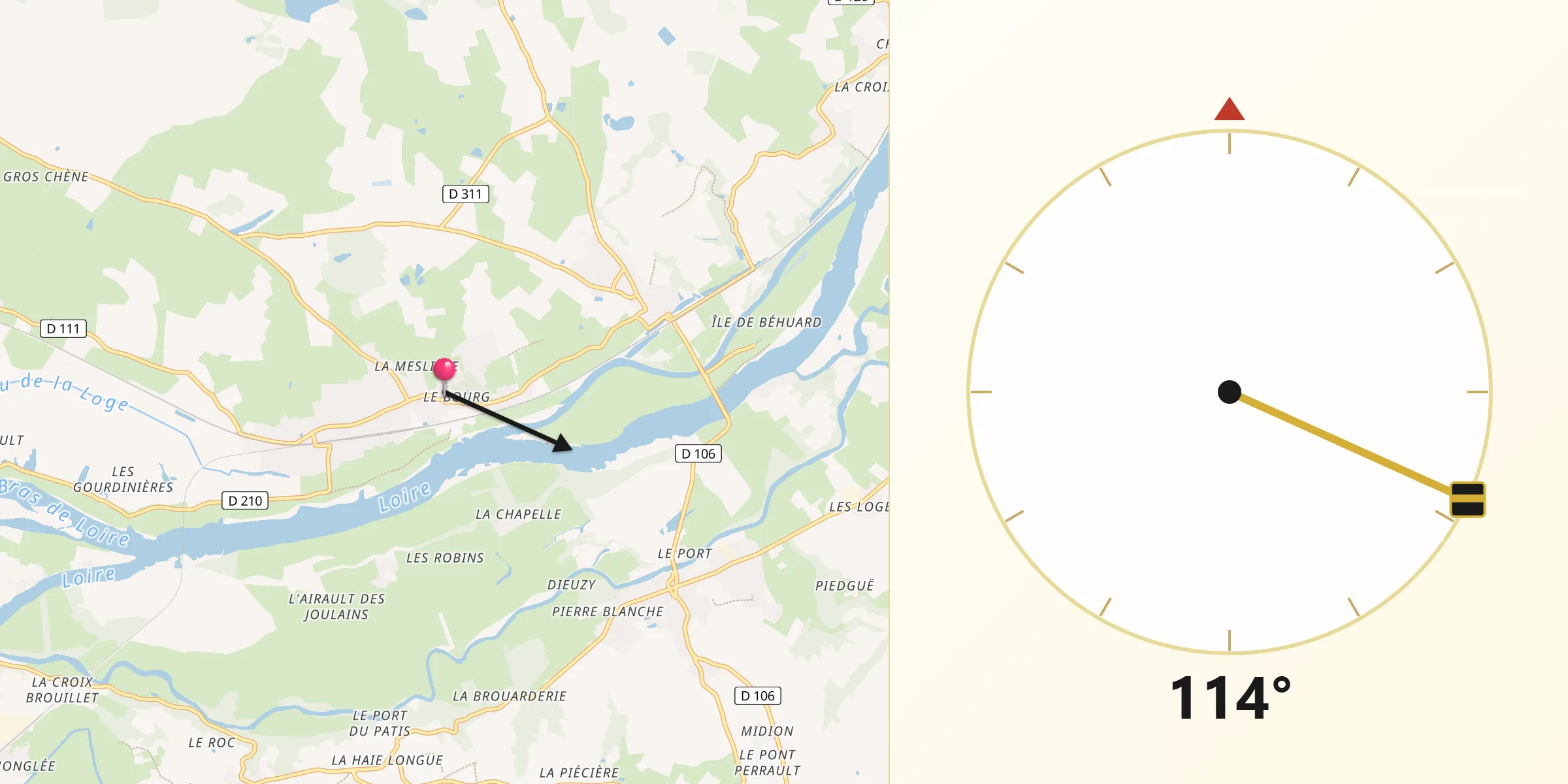 Direction vers la Qibla depuis La Possonnière