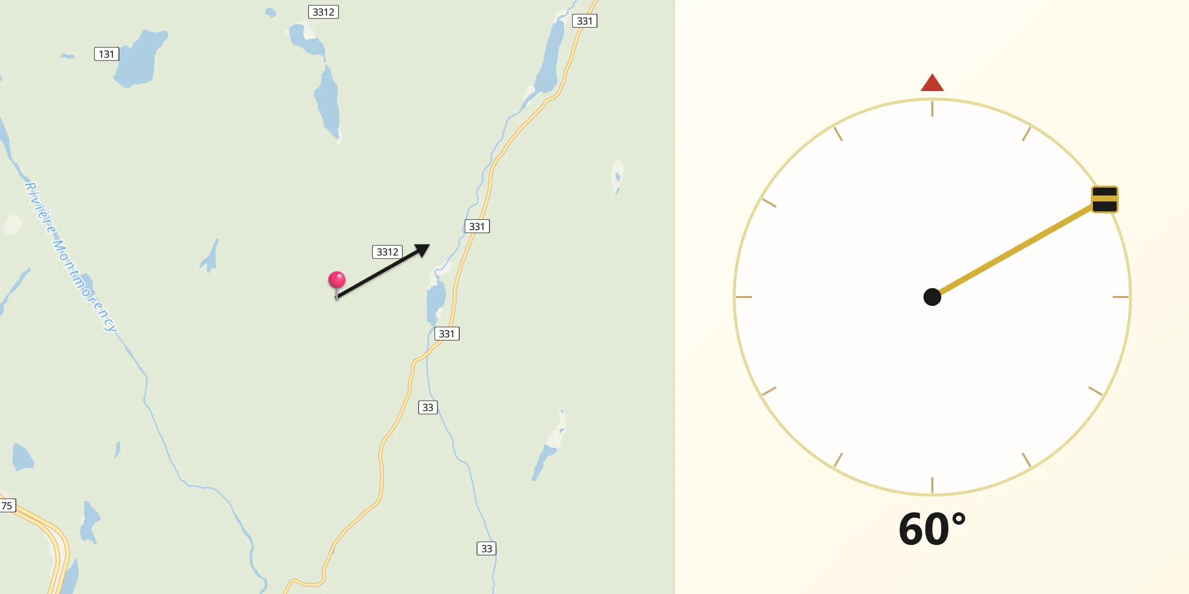 Qibla Direction from Capitale-Nationale