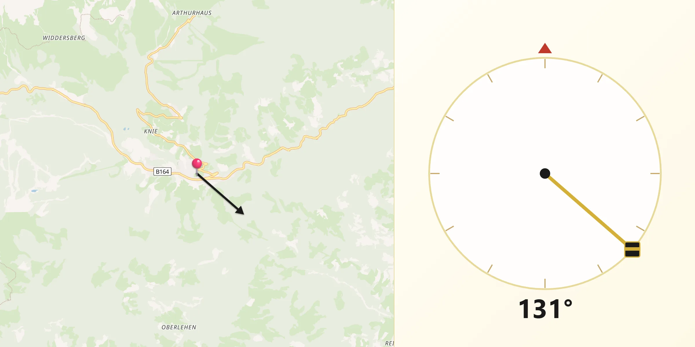 Qibla-Richtung von Mühlbach am Hochkönig