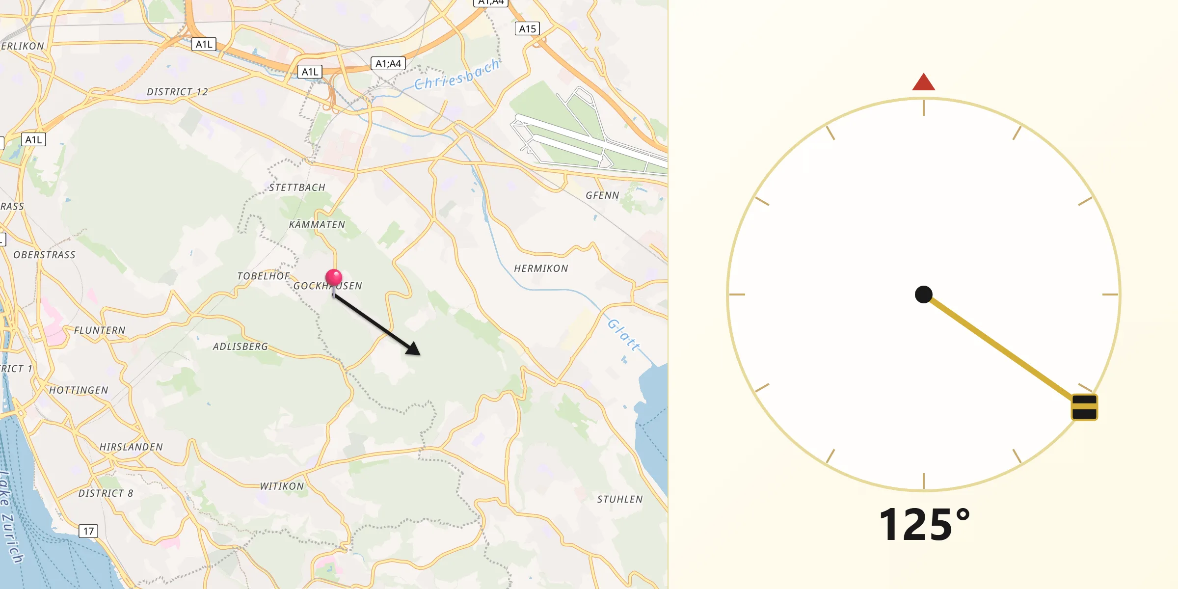 Direzione della Qibla da Gockhausen