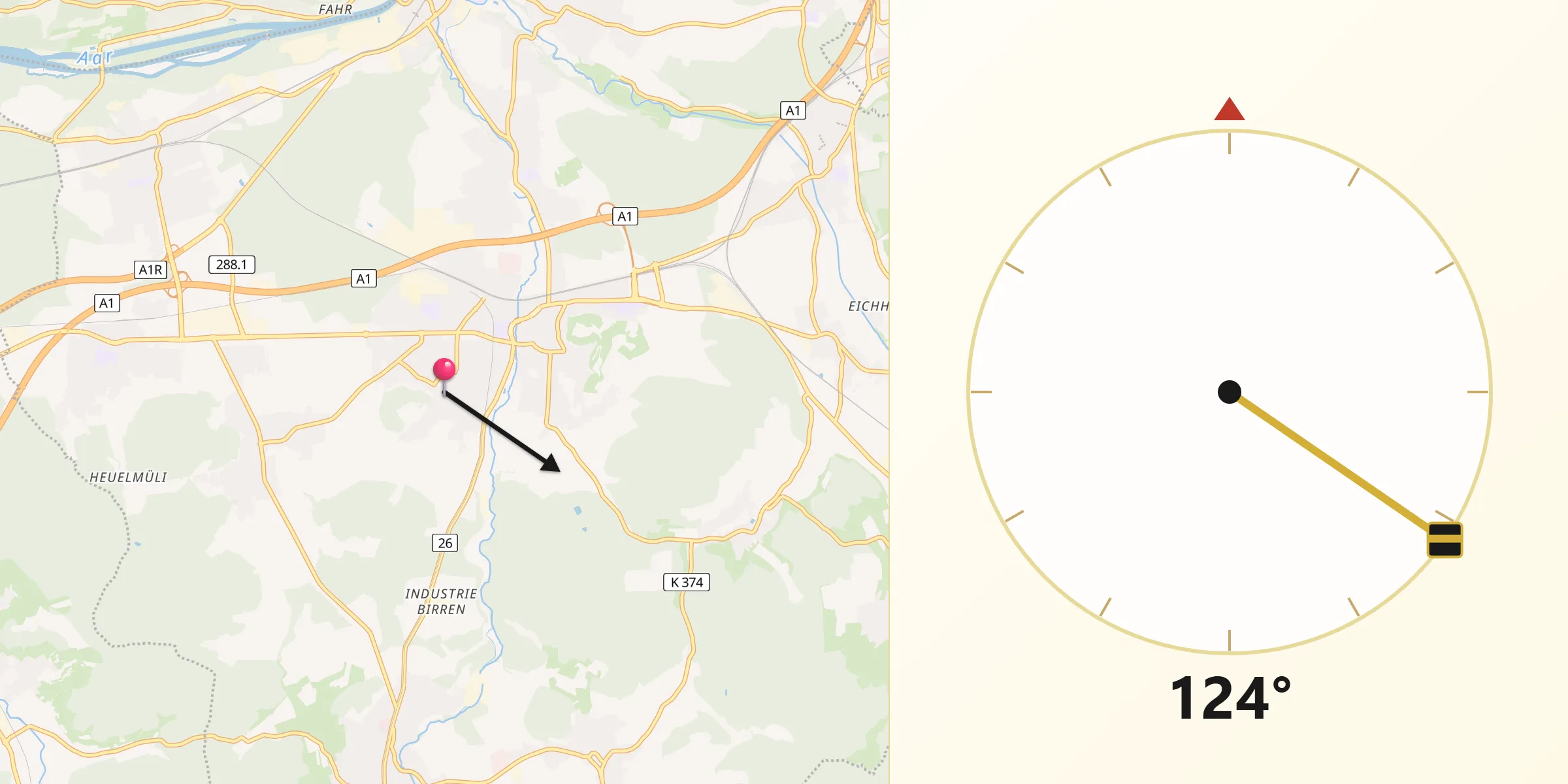 Direction vers la Qibla depuis Staufen