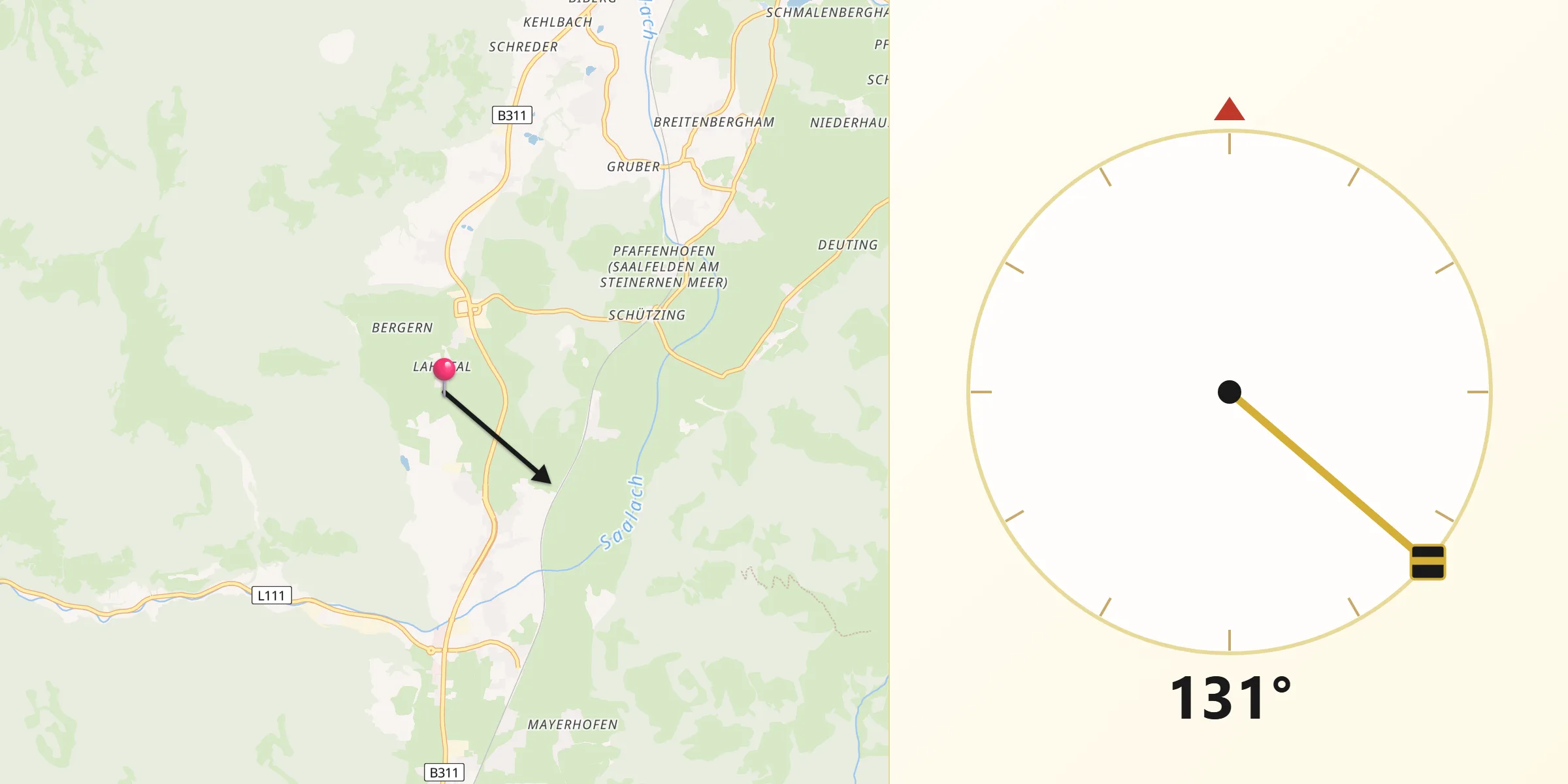 Qibla-Richtung von Mitterhofen