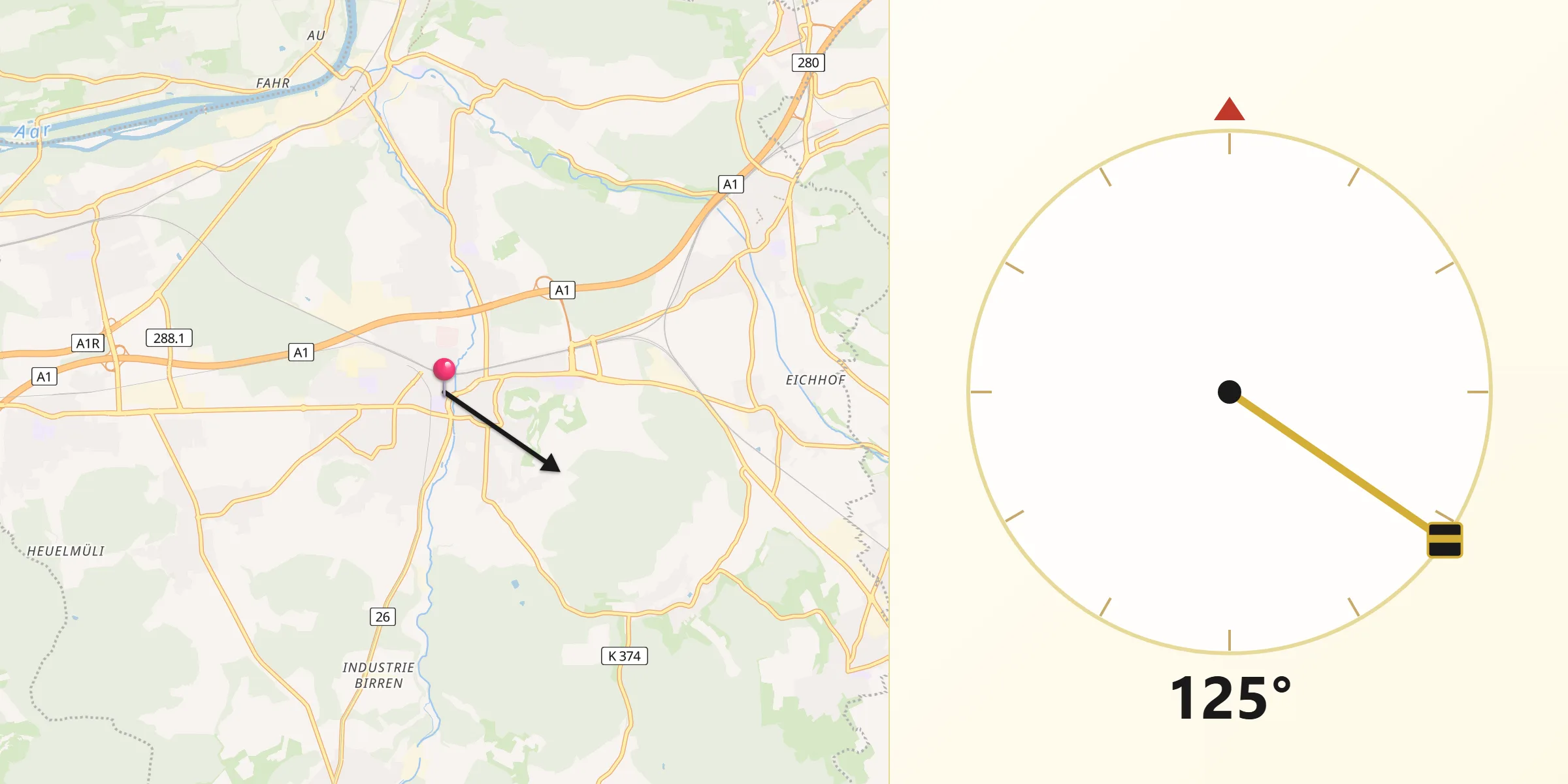 Direzione della Qibla da Lenzburg
