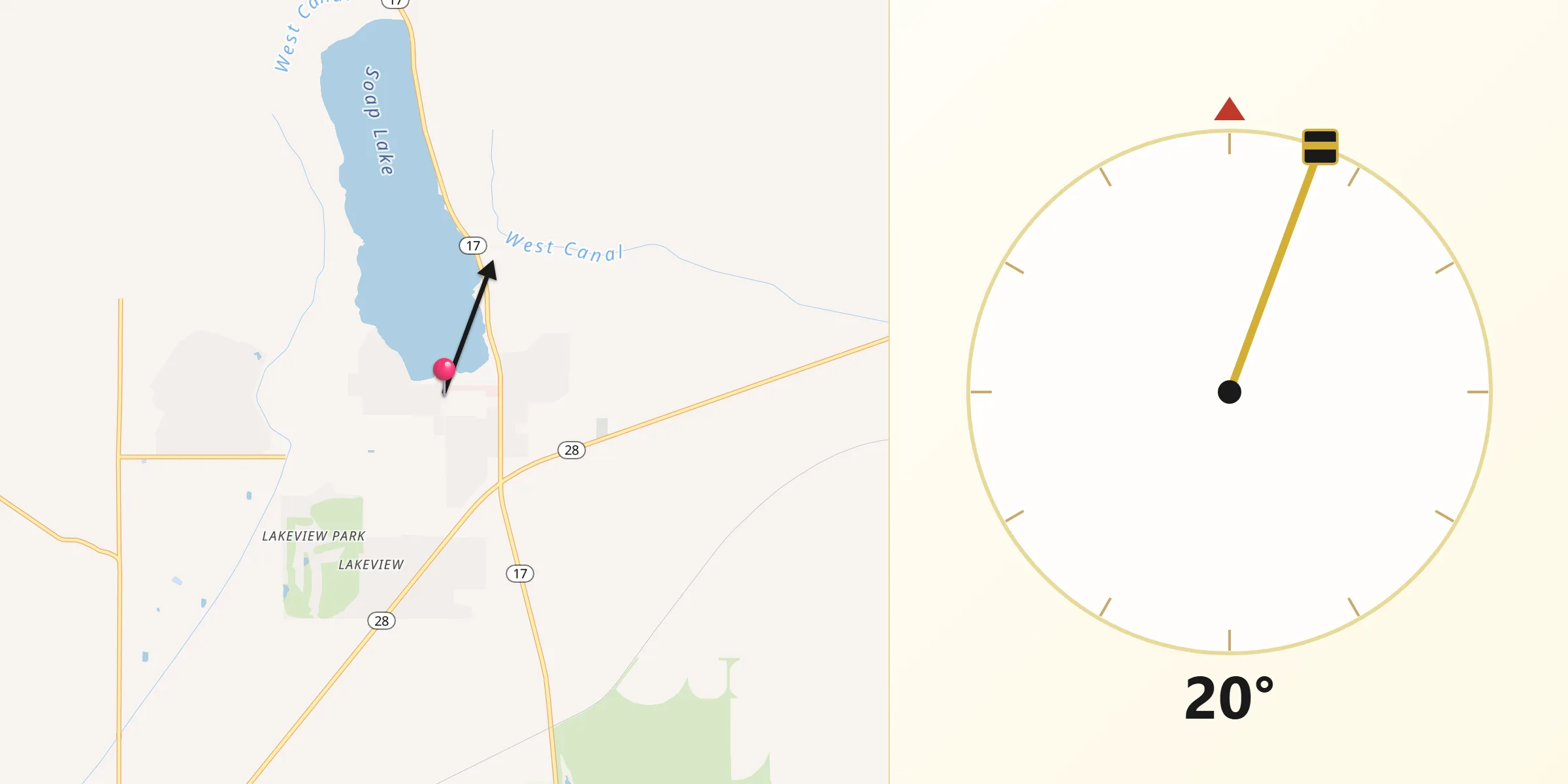 Qibla Direction from Soap Lake