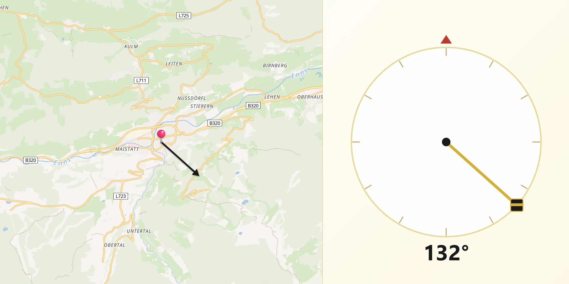 Qibla-Richtung von Schladming