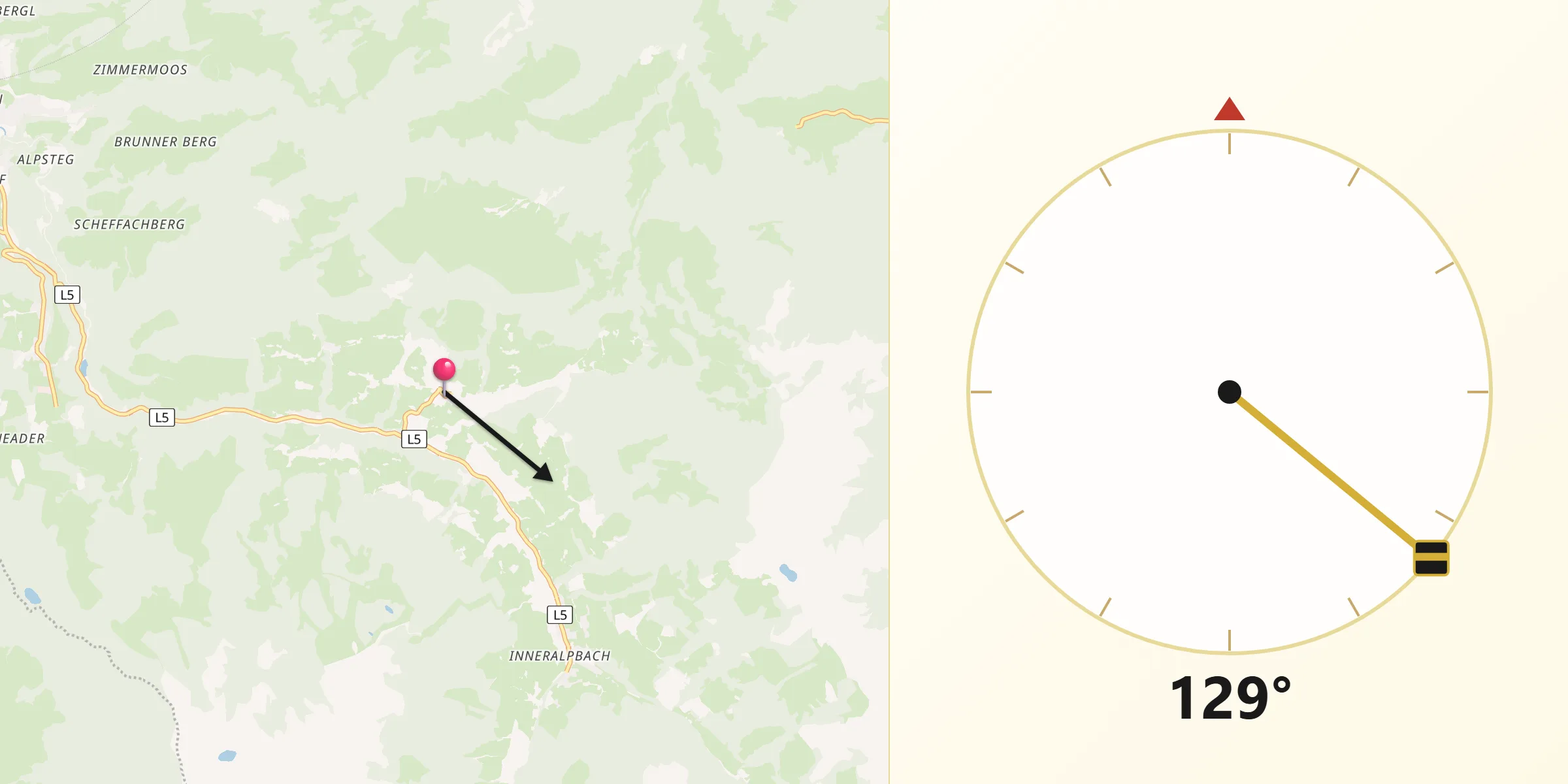 Qibla-Richtung von Alpbach