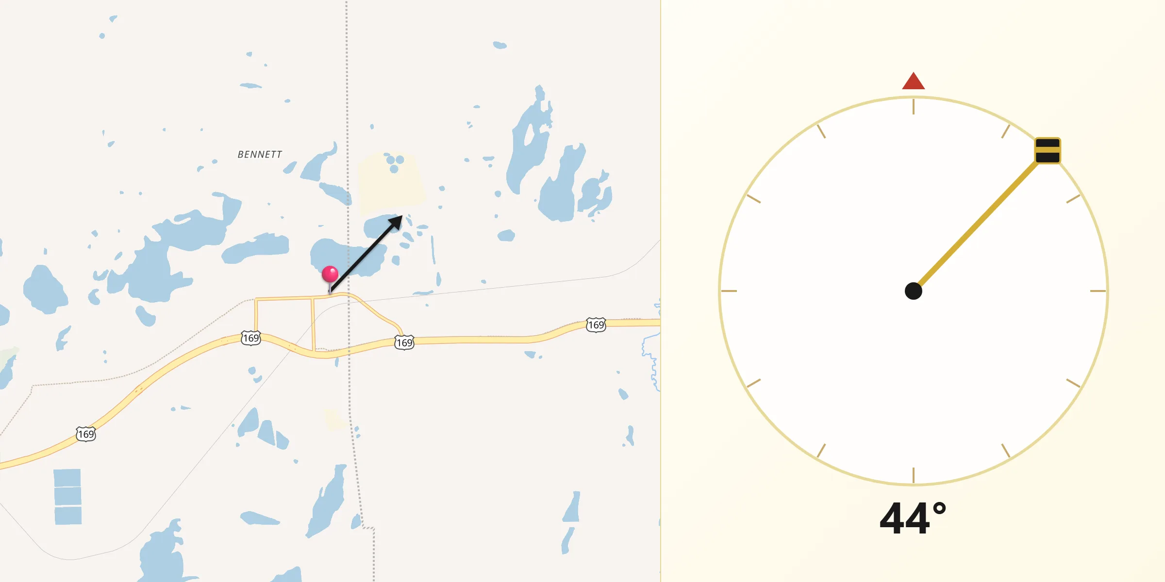 Qibla Direction from Keewatin