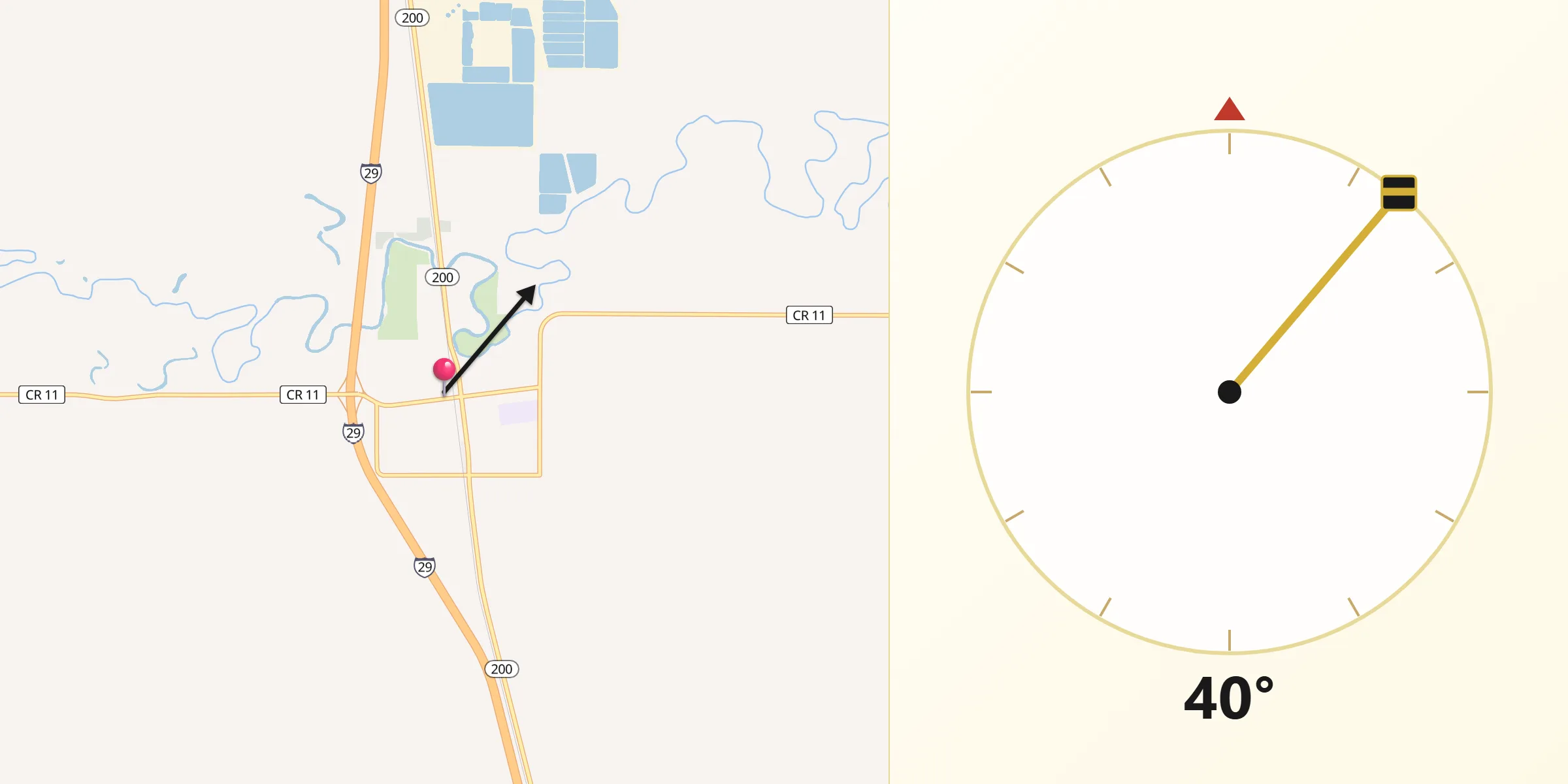 Dirección de la Qibla desde Hillsboro