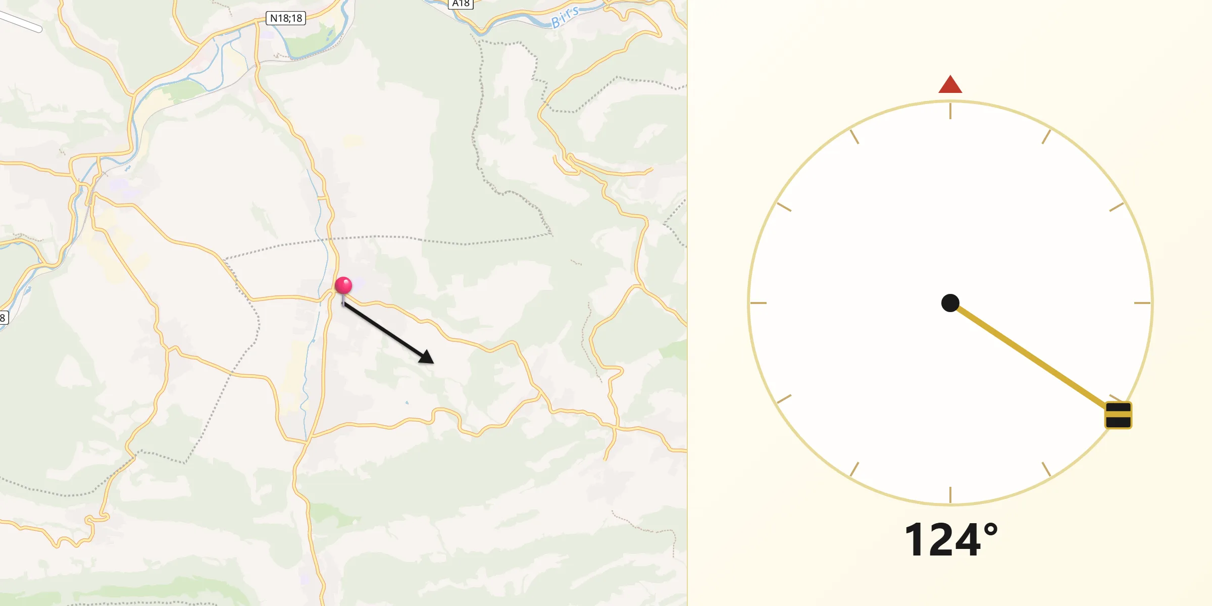Direction vers la Qibla depuis Breitenbach