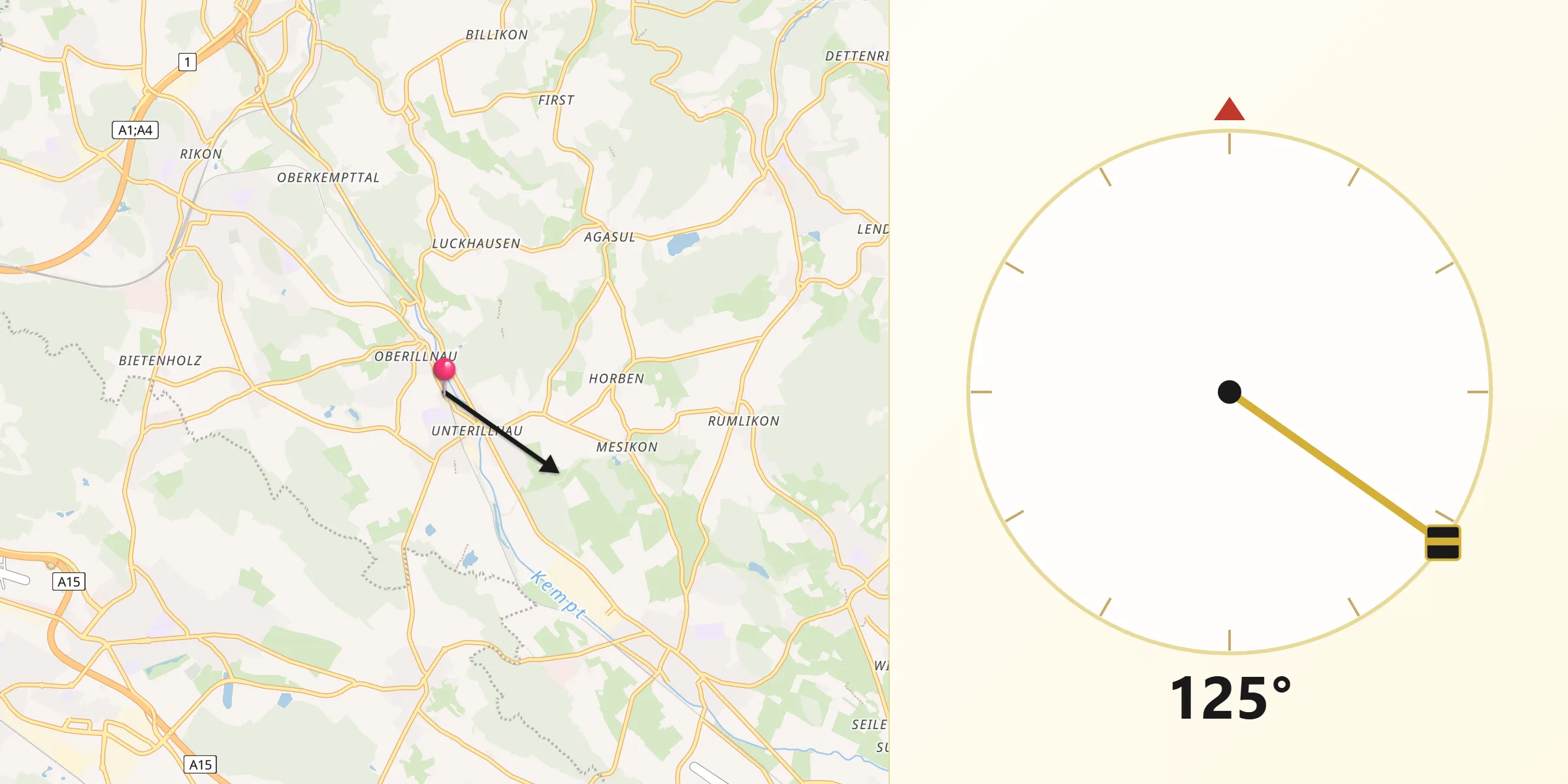 Direzione della Qibla da Illnau