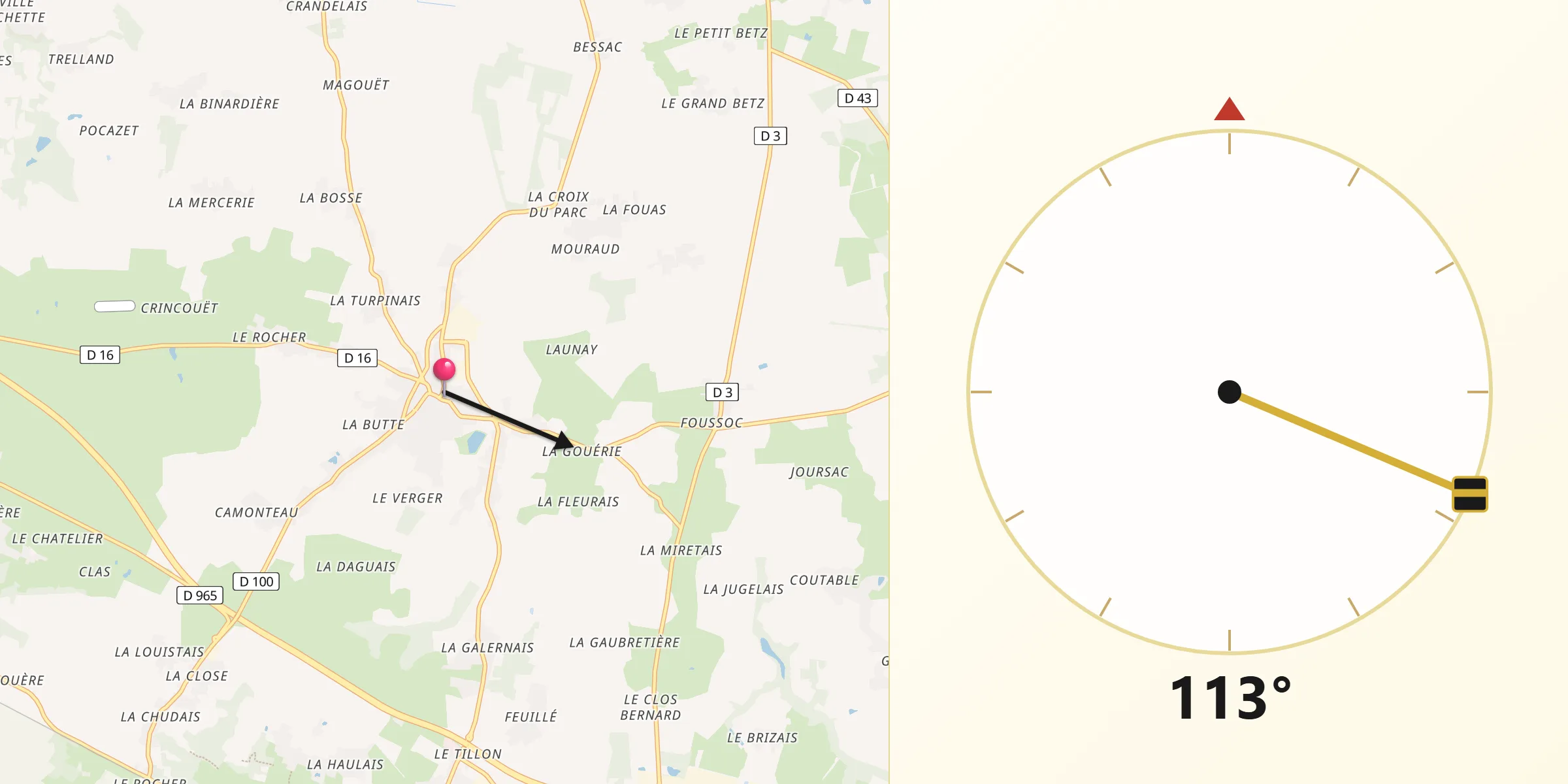 Direction vers la Qibla depuis Campbon