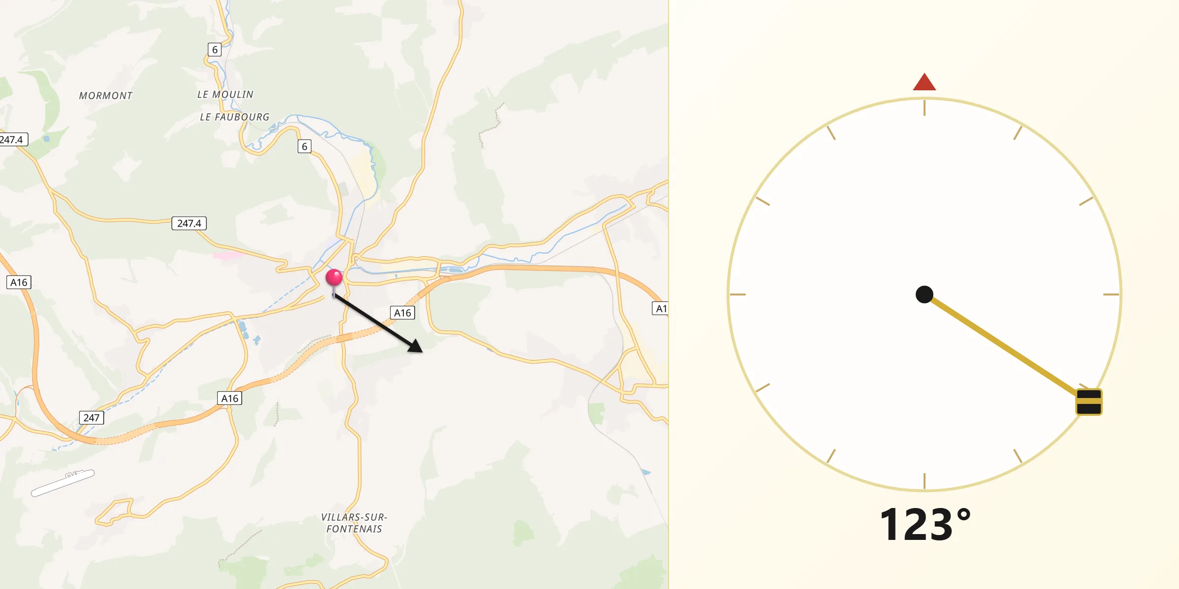 Direction vers la Qibla depuis Porrentruy District