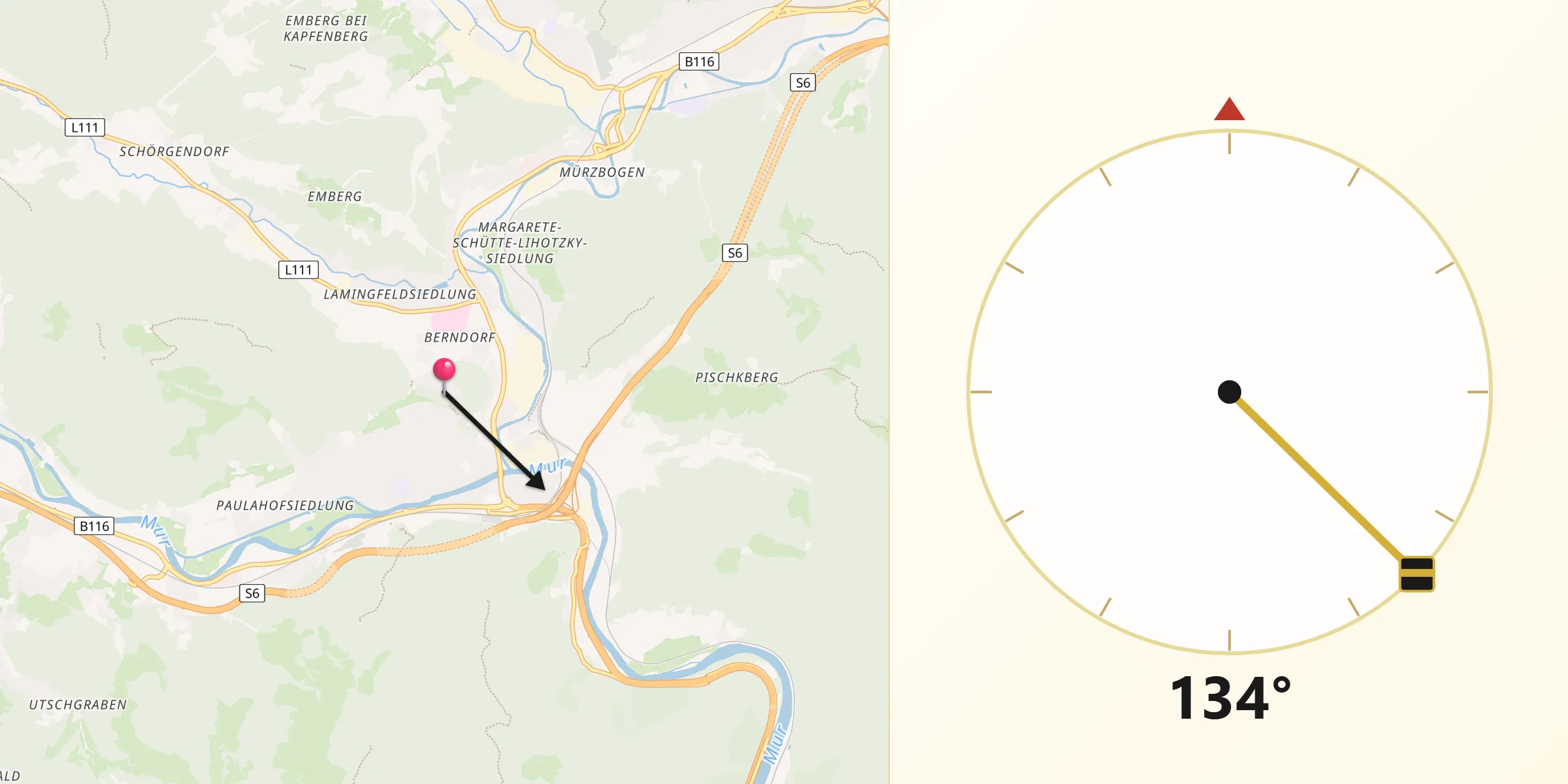 Qibla-Richtung von Berndorf