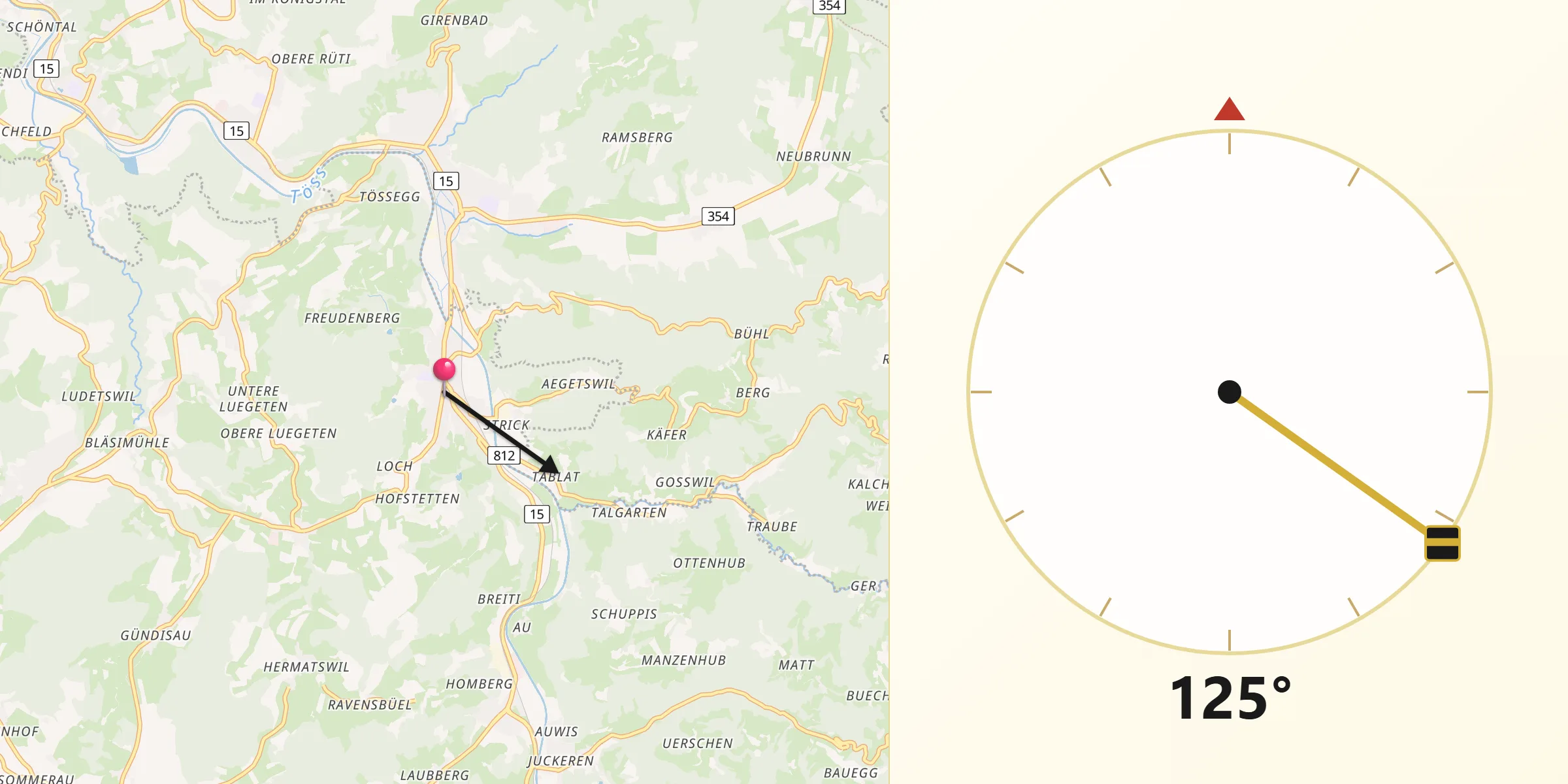 Direction vers la Qibla depuis Wila