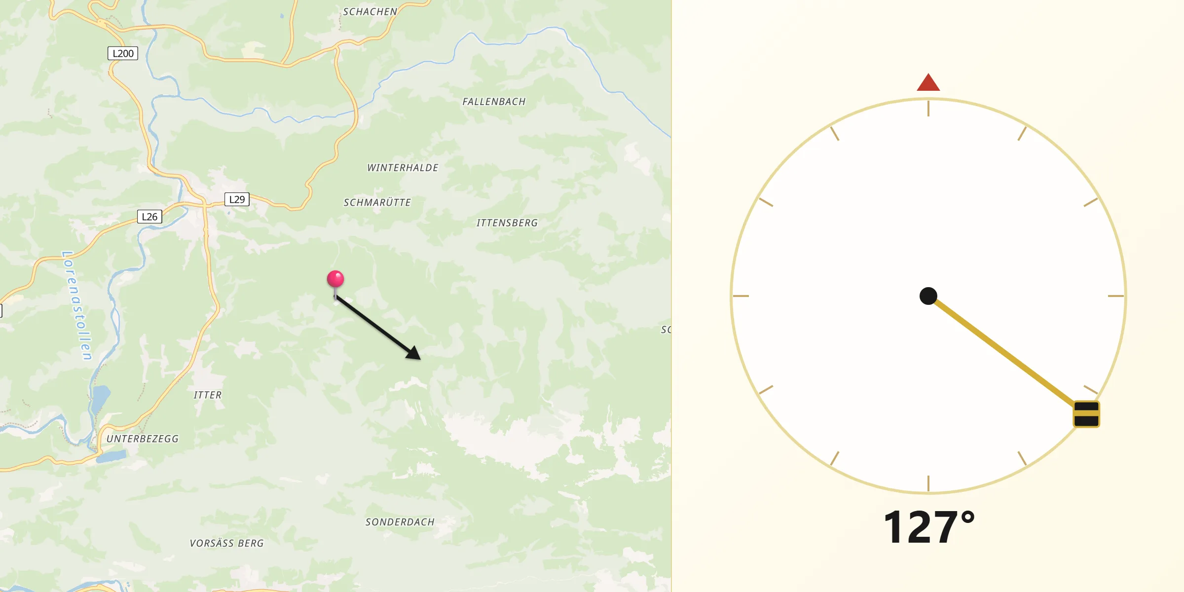 Qibla-Richtung von Politischer Bezirk Bregenz