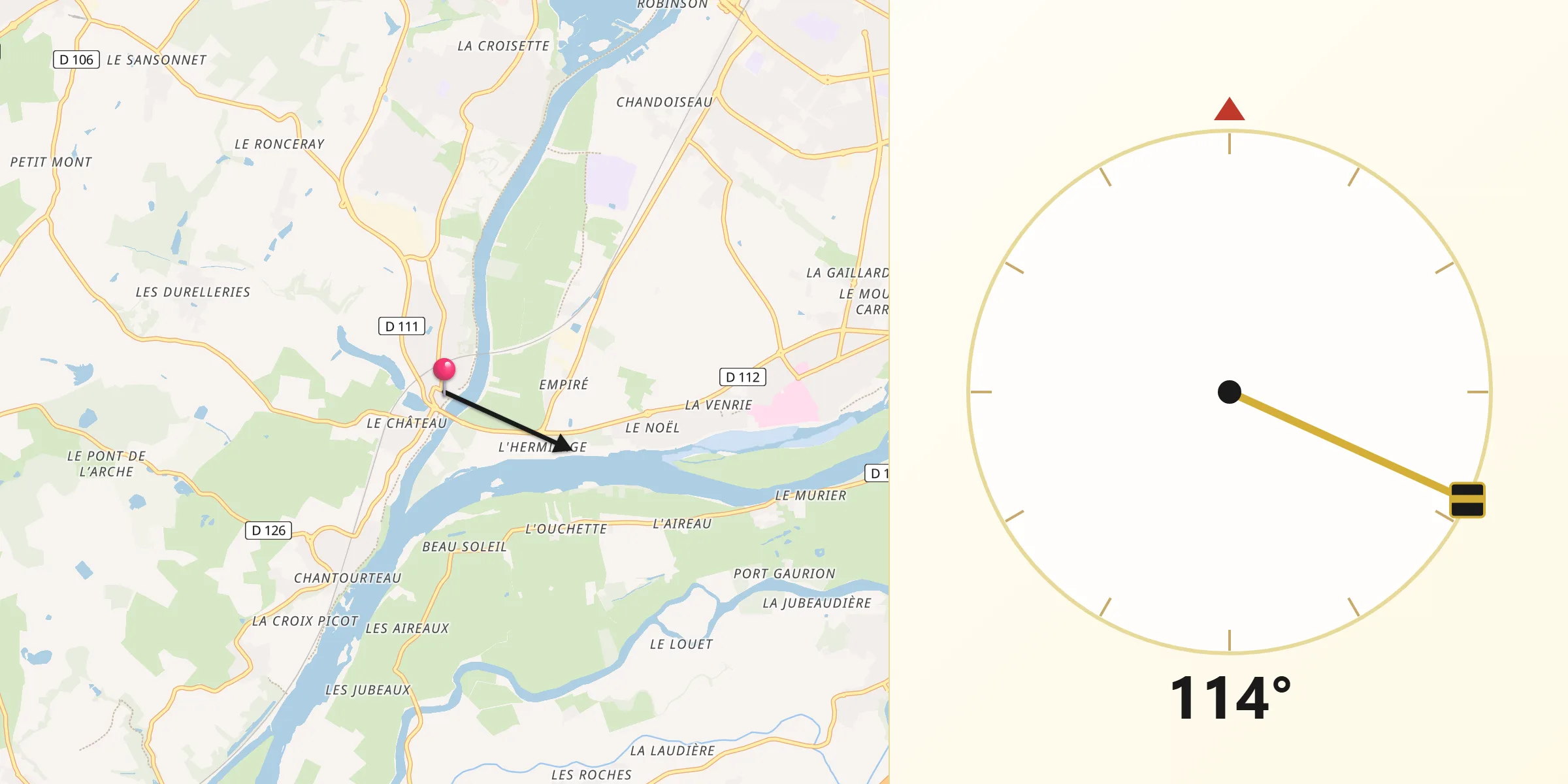 Direction vers la Qibla depuis Bouchemaine
