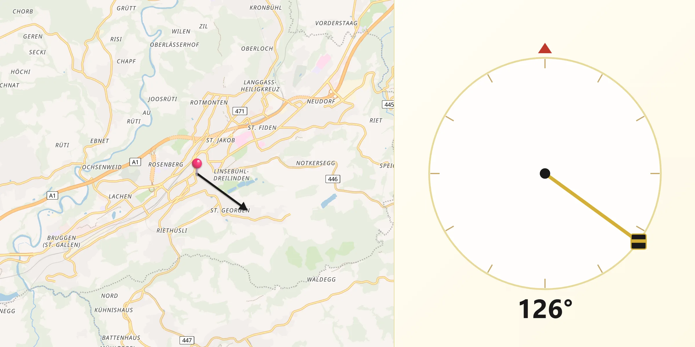 Direzione della Qibla da San Gallo